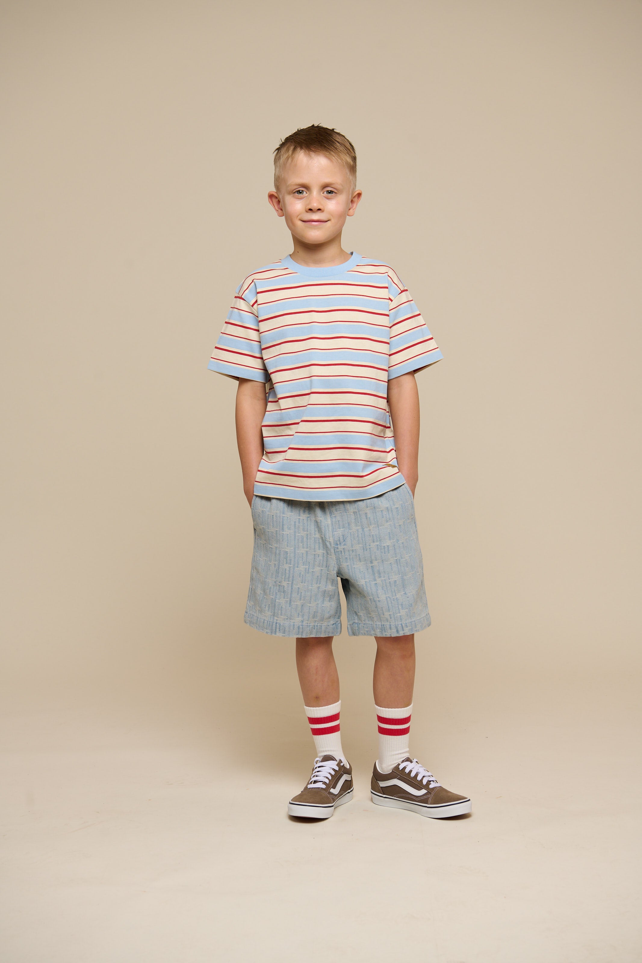 Retro Striped T-shirt - Tween - Powder Blue | 101276 Steven