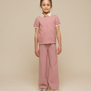 Striped Jersey Polo - Tween - Cherry Red | 101003 Emmie