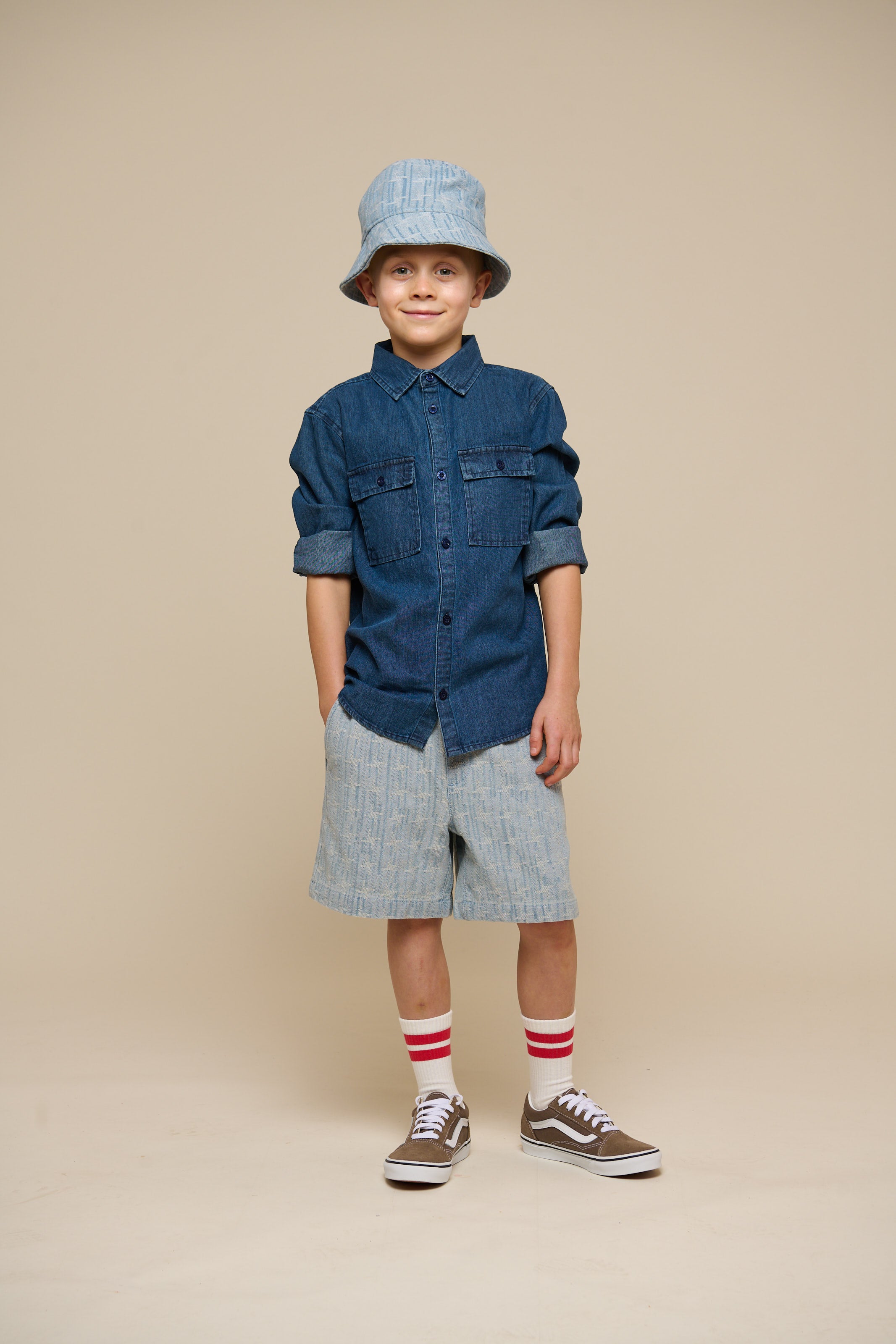 Jacquard Denim Bucket Hat - Tween - Blue Denim | 101095 Kyle