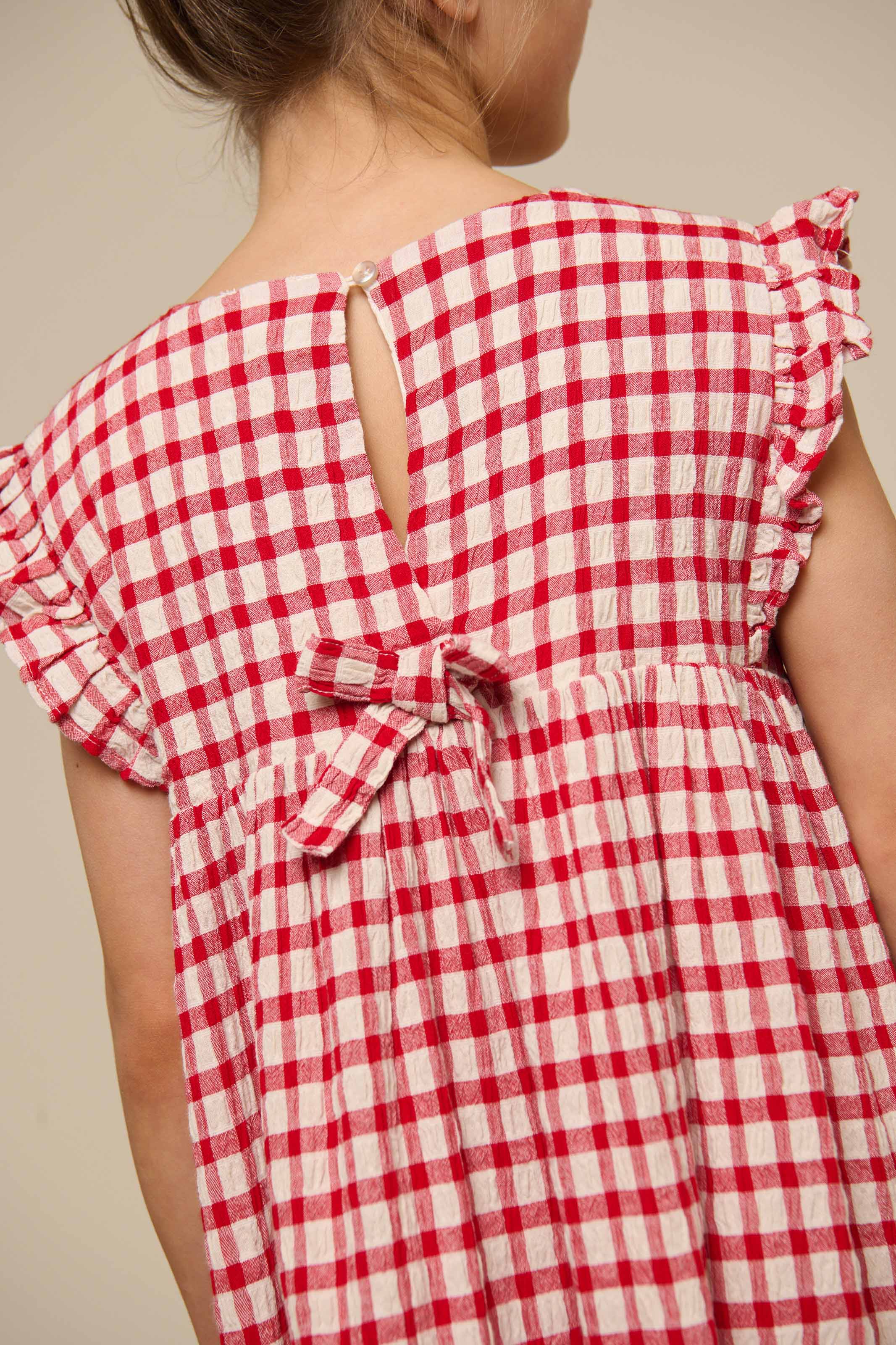 Checked Cotton Dress - Tween - Cherry Red | 100905 Bonnie