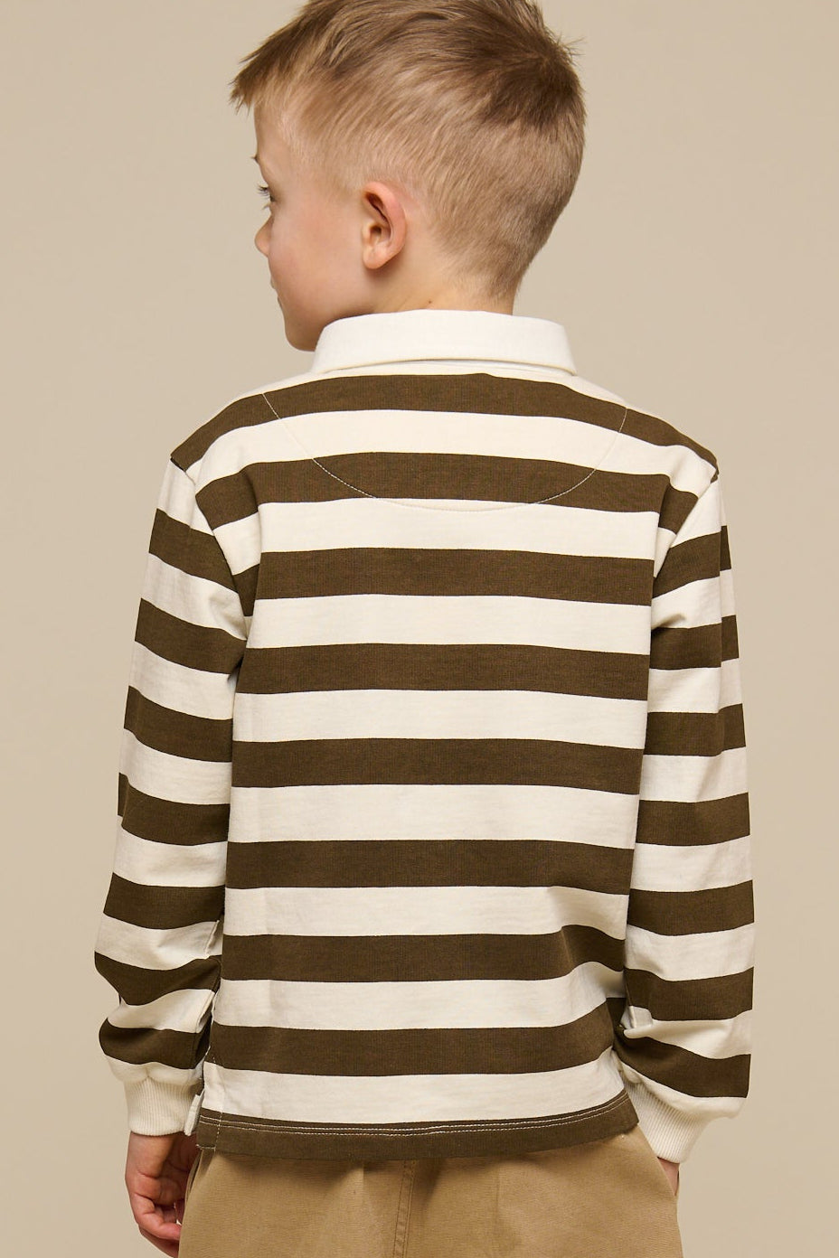 Striped Polo Sweatshirt - Tween - Dark Brown/Offwhite | 101398 Marco
