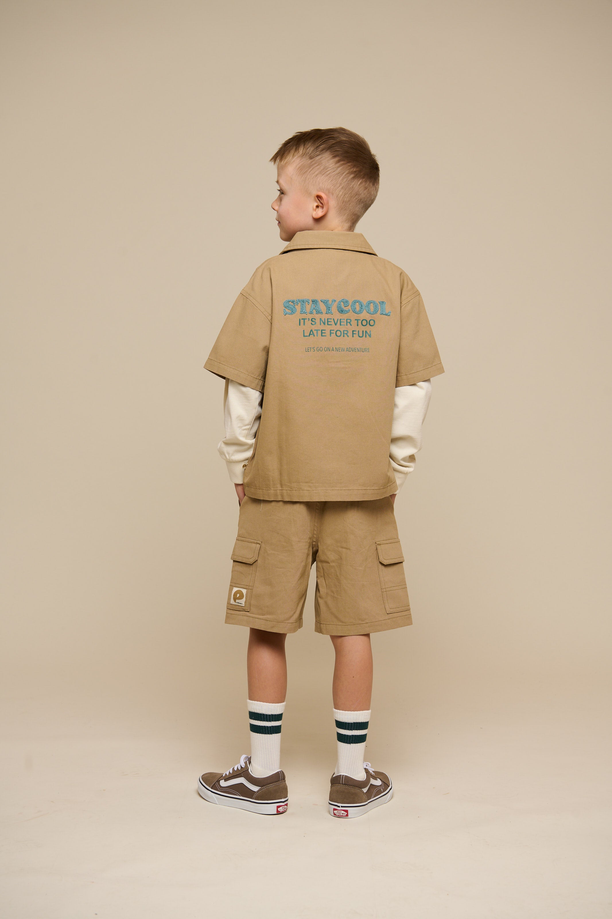 Canvas Shirt Jacket with Zipper - Kids - Khaki | 101124 Isack