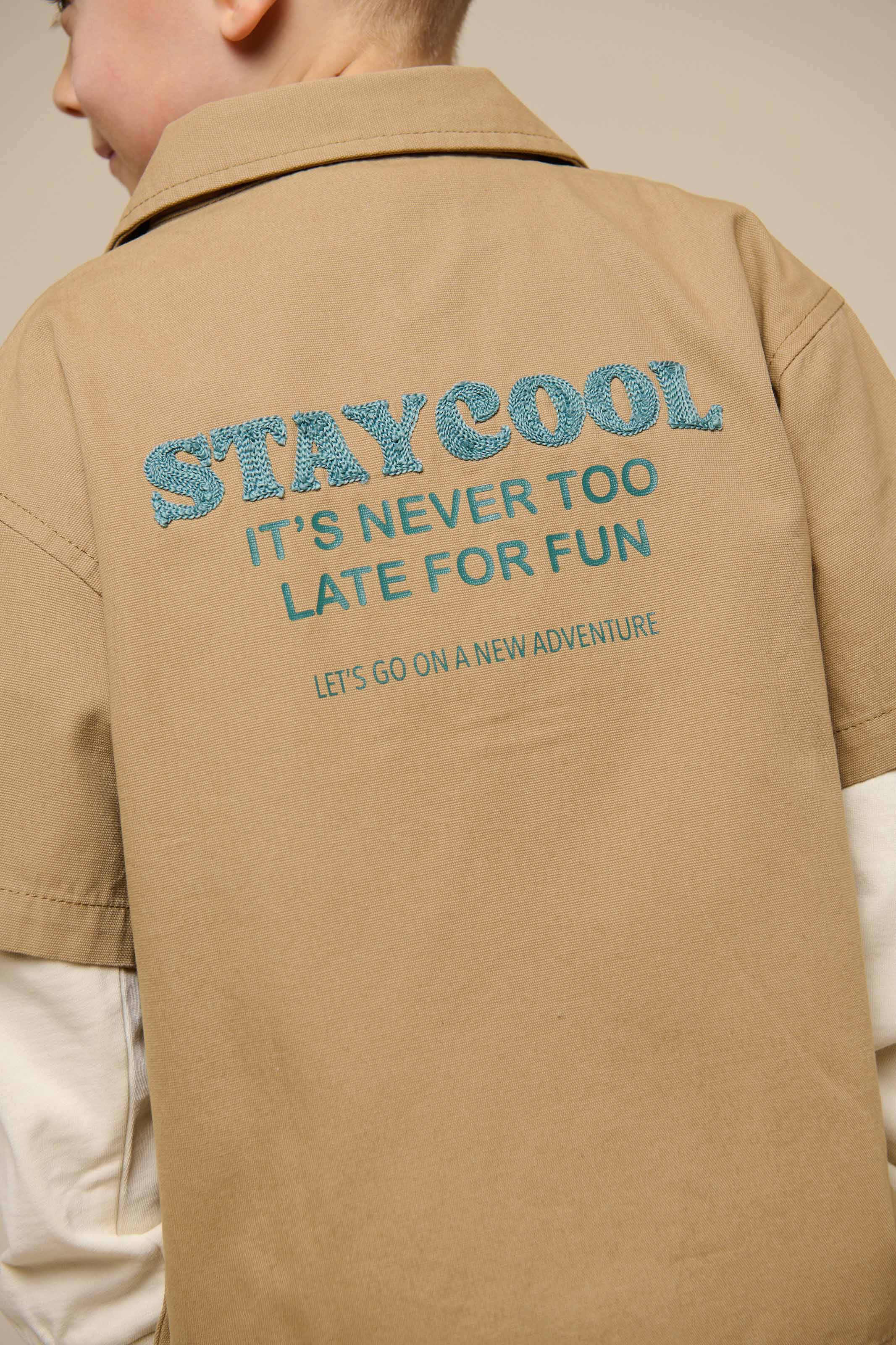 Canvas Shirt Jacket with Zipper - Tween - Khaki | 101125 Isack