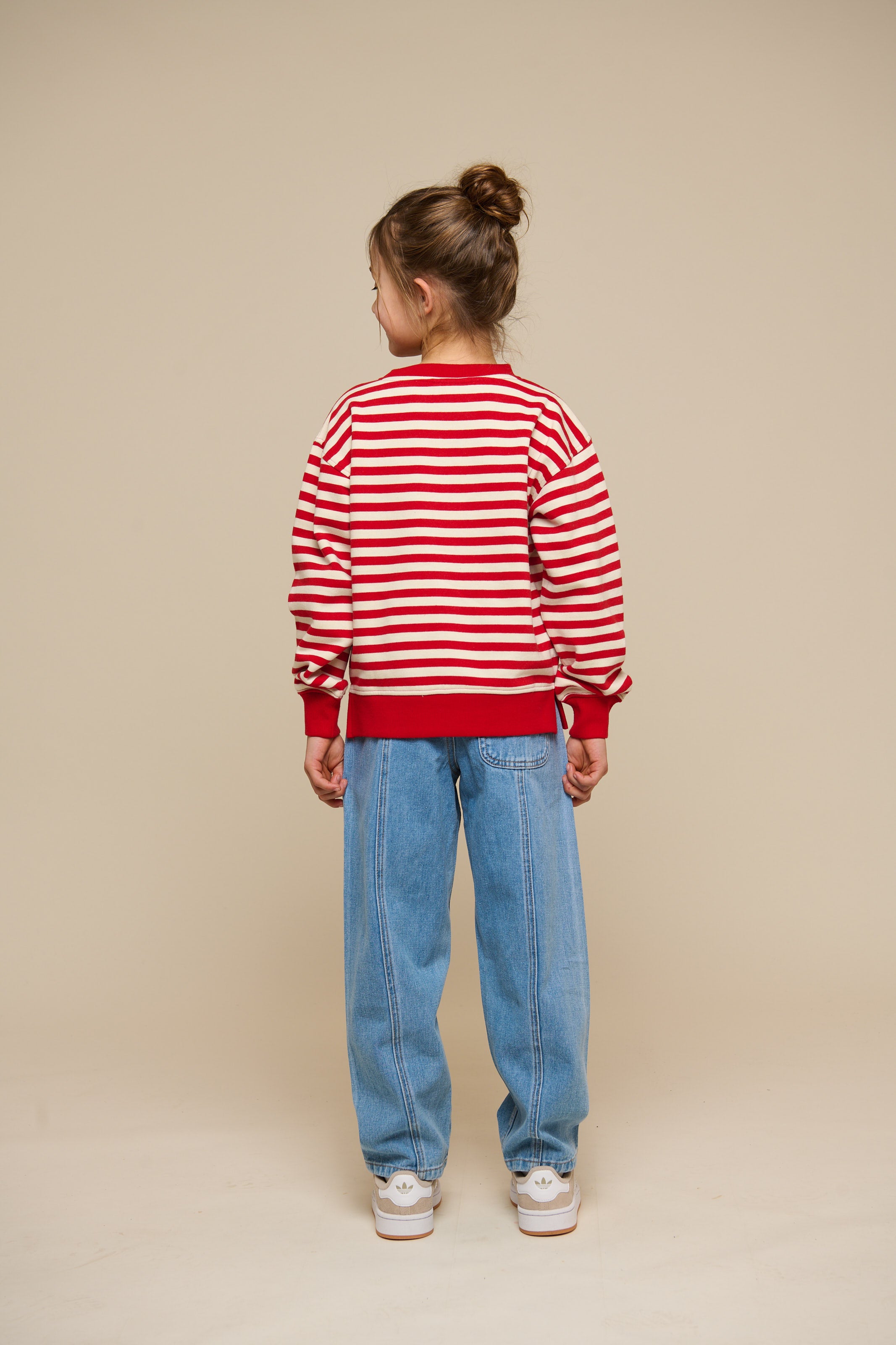 Striped Crewneck Sweatshirt - Tween - Cherry Red Stripe | 101343 Daniella