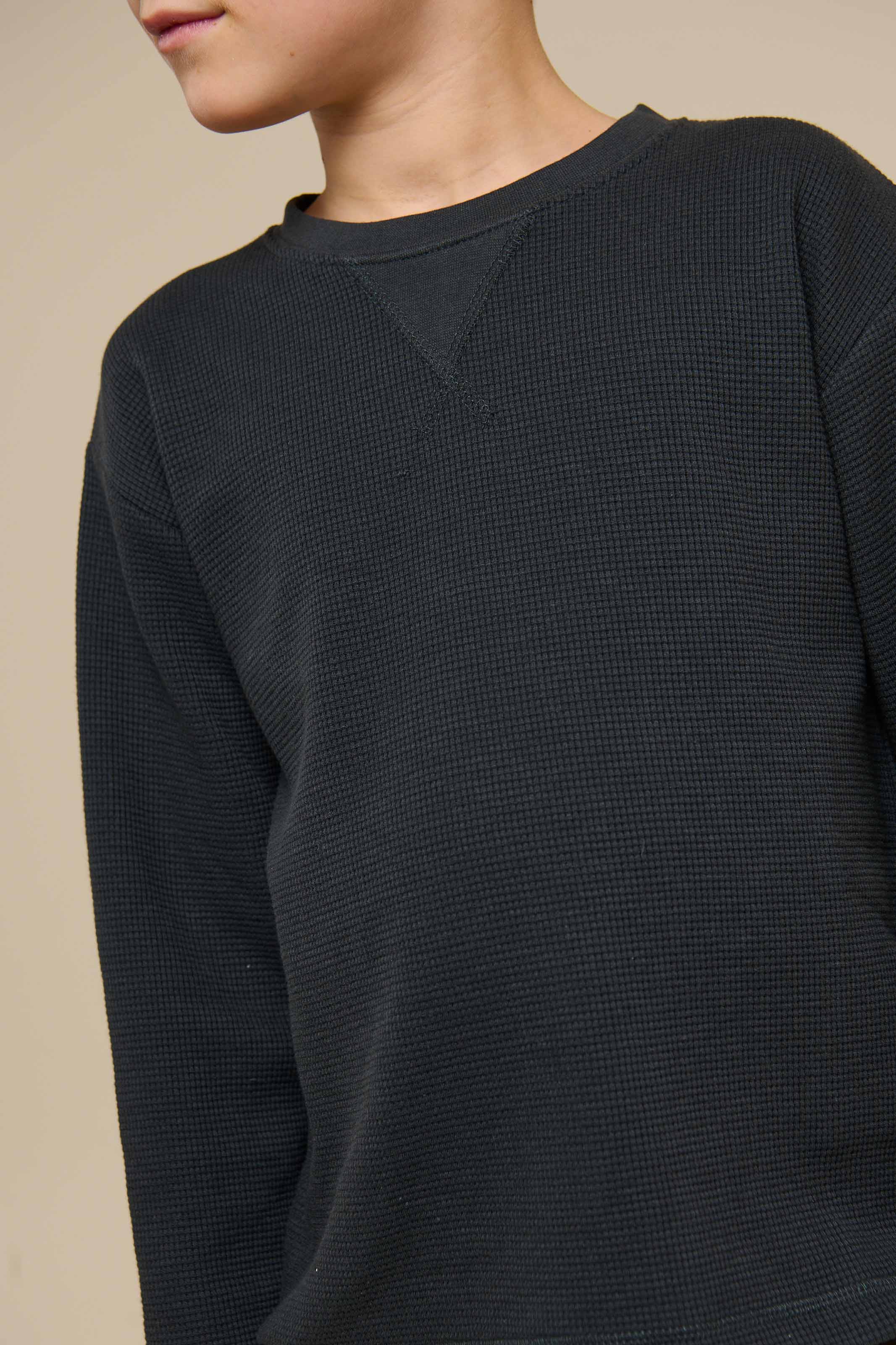 Textured Long Sleeve T-Shirt - Tween - Forest Green | 100708 Malthe