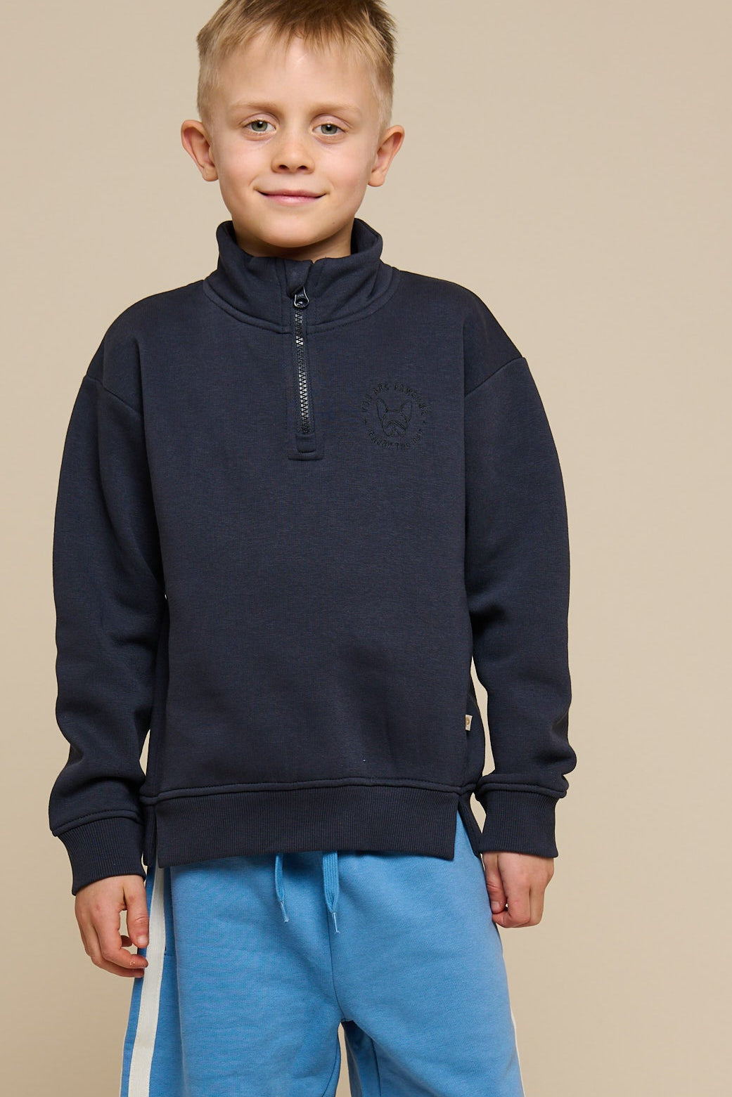 Half Zip Sweatshirt - Tween - Navy | 100807 Tristan