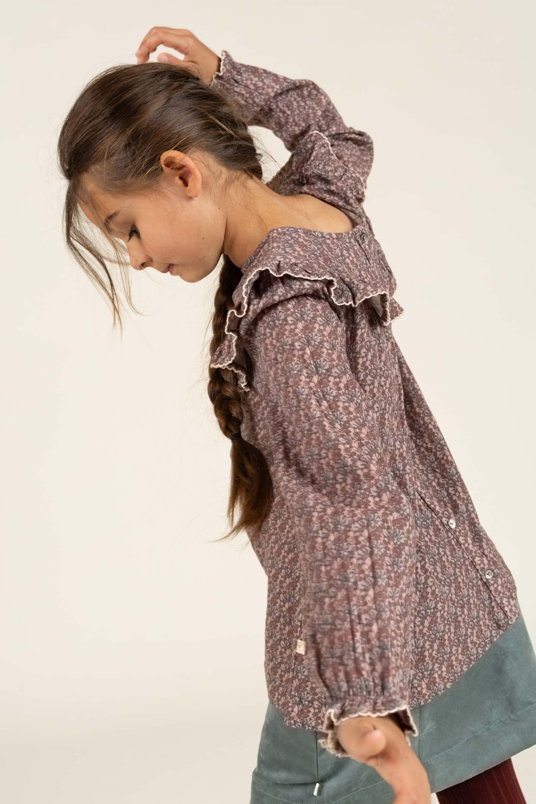 Printed Double Gauze Two-way Blouse - Tween - Rose / Green | 100732 Maggie