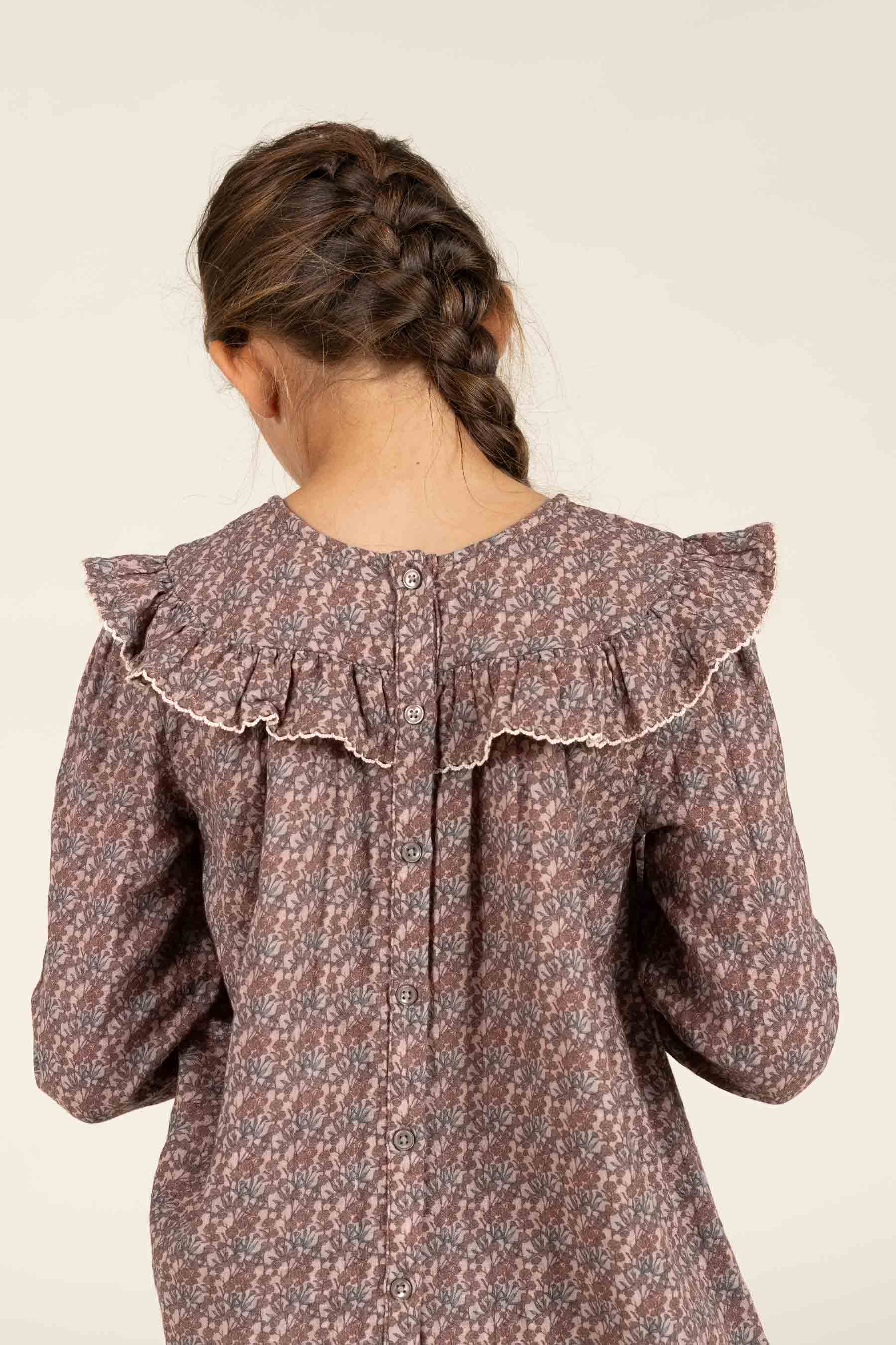 Printed Double Gauze Two-way Blouse - Tween - Rose / Green | 100732 Maggie
