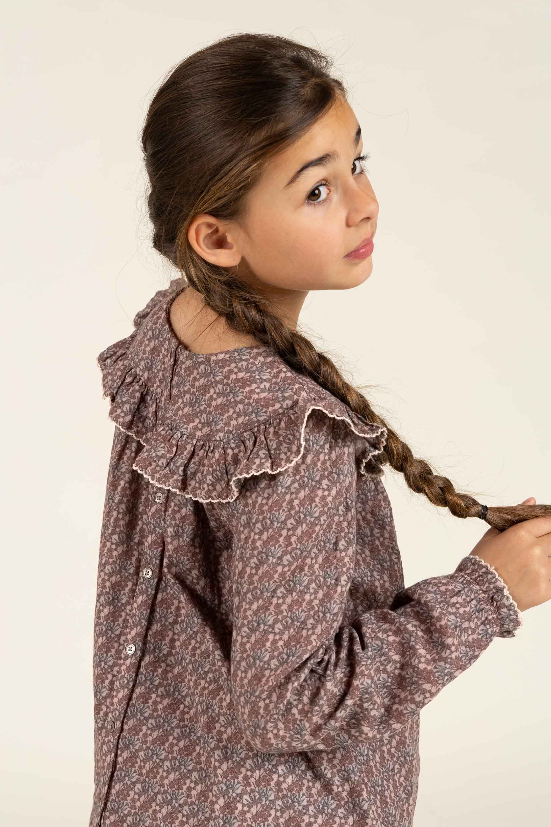 Printed Double Gauze Two-way Blouse - Tween - Rose / Green | 100732 Maggie