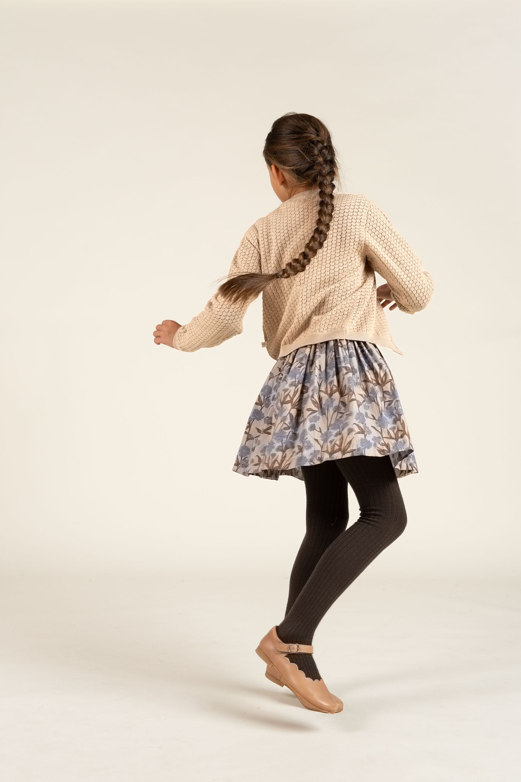 Printed Cotton Poplin Skirt - Tween - Blue / Brown | 100716 Amy