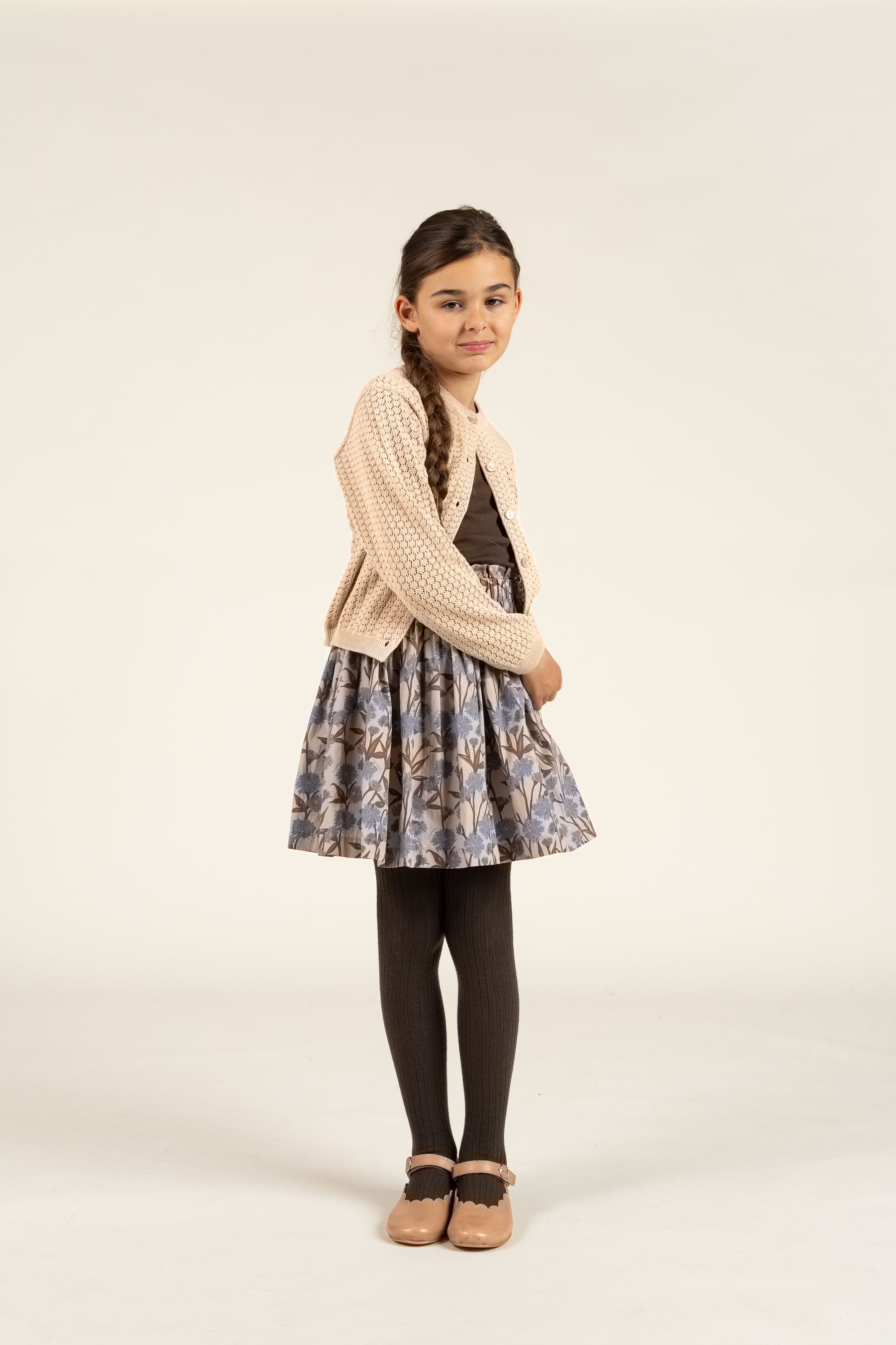 Cotton Pointelle Cardigan - Tween - Caffe Latte | 100684 Esme