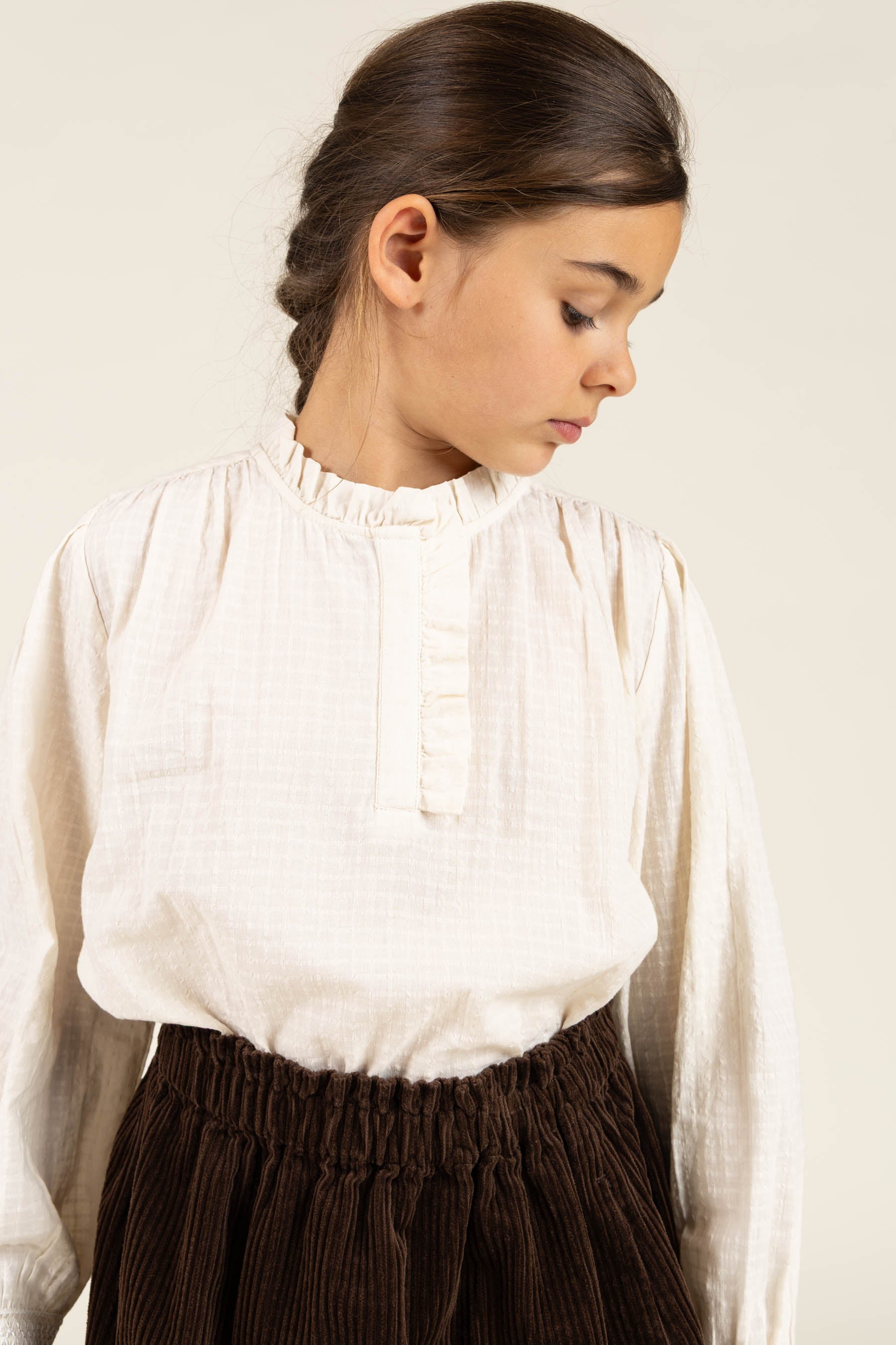 Cotton Blouse with Placket - Tween - Off White | 100880 Claire
