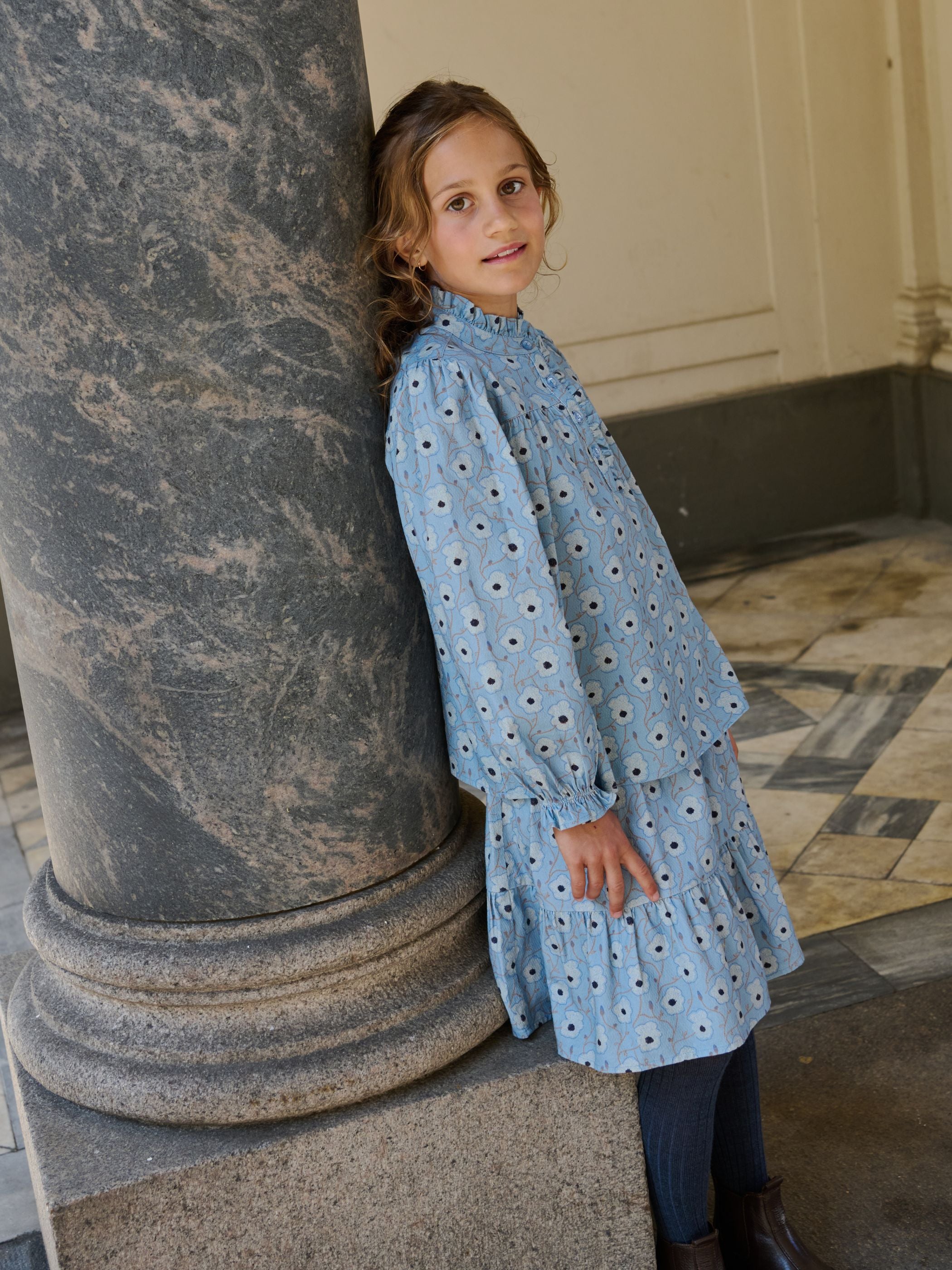 Floral Cotton Skirt - Tween - Blue/Brown | 101432 Nova