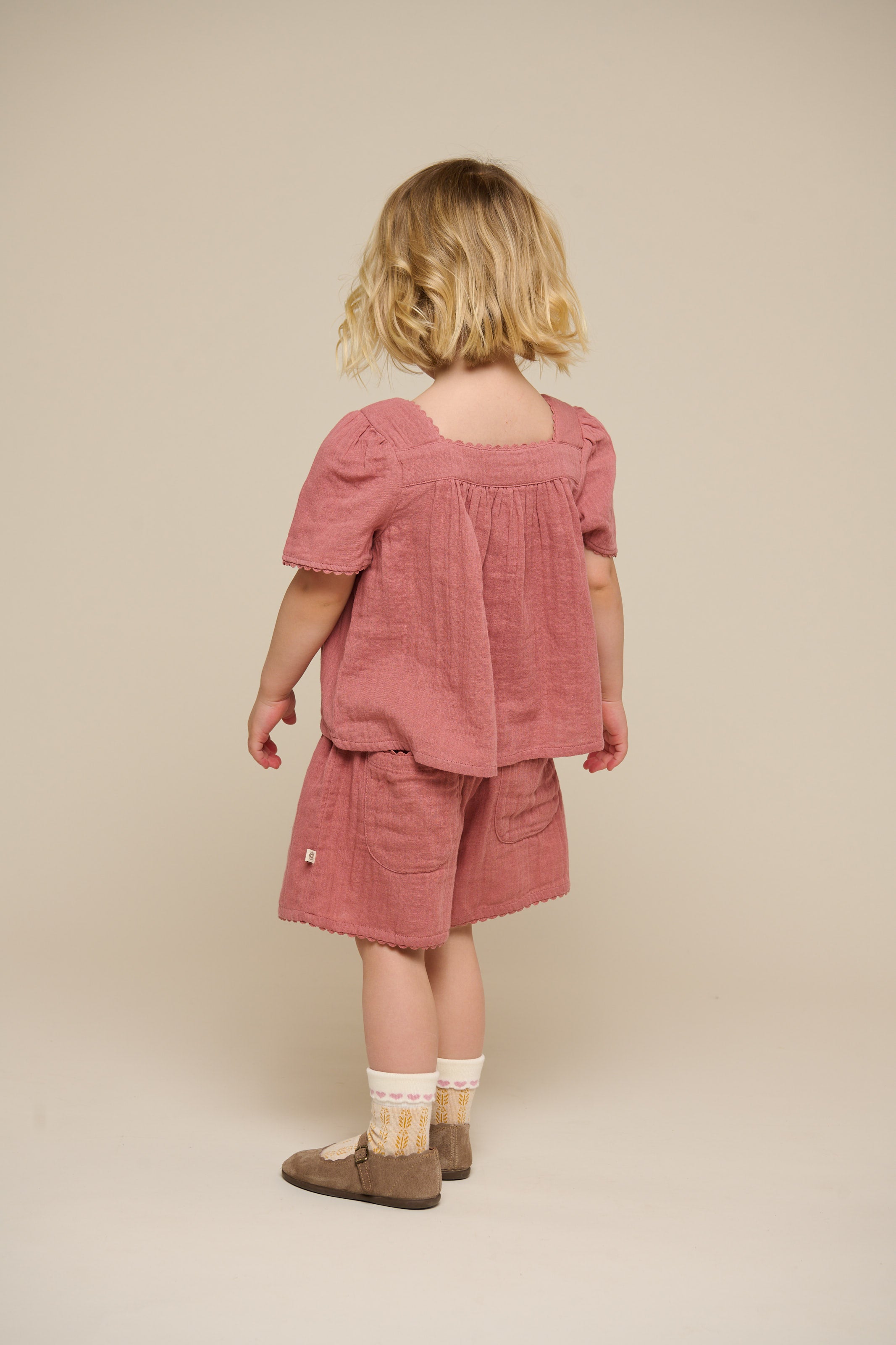 Gauze Short Sleeve Blouse - Kids - Old Rose | 100920 Jasmine
