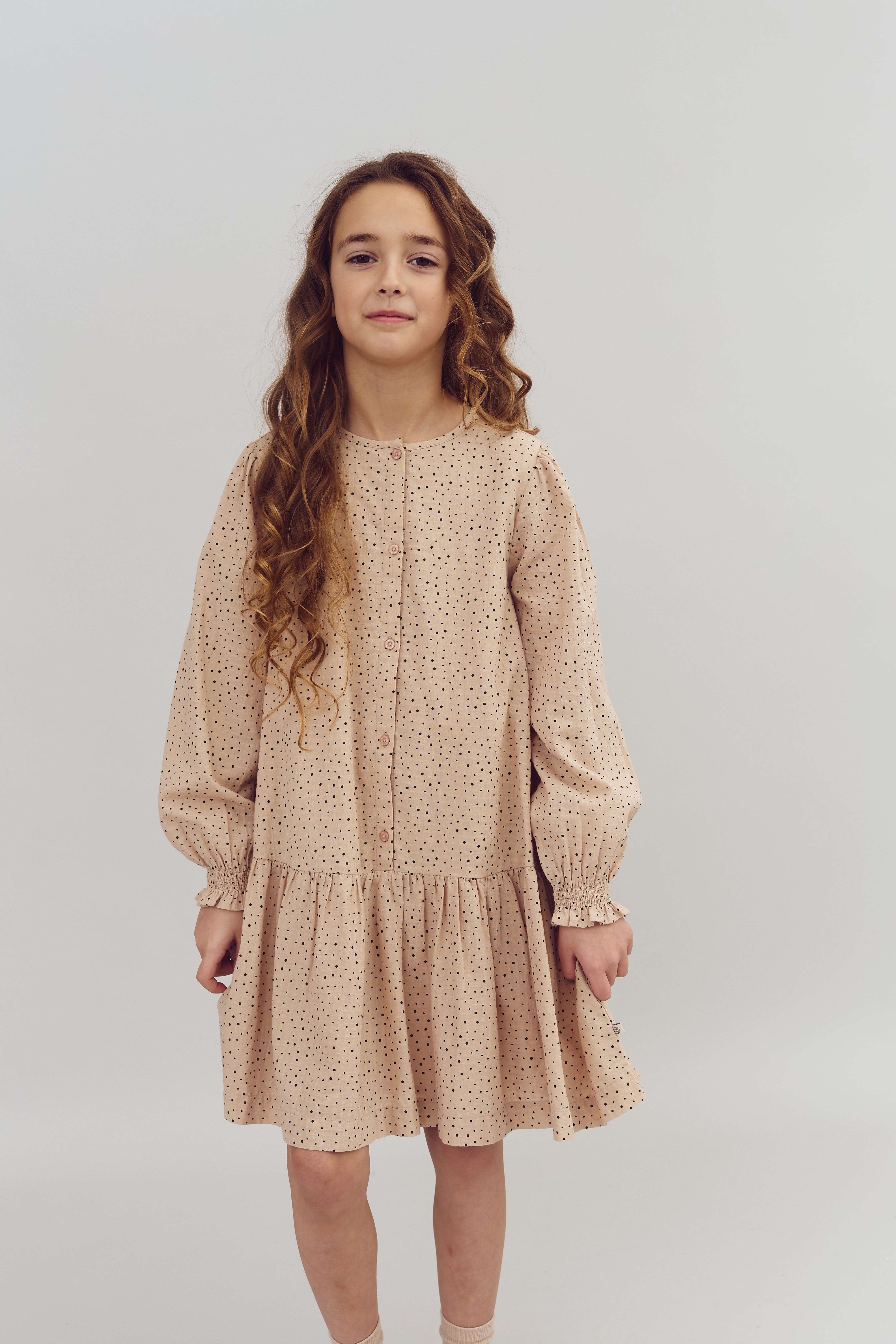 Cotton Dress w. Micro Dots - Tween - Moonlight