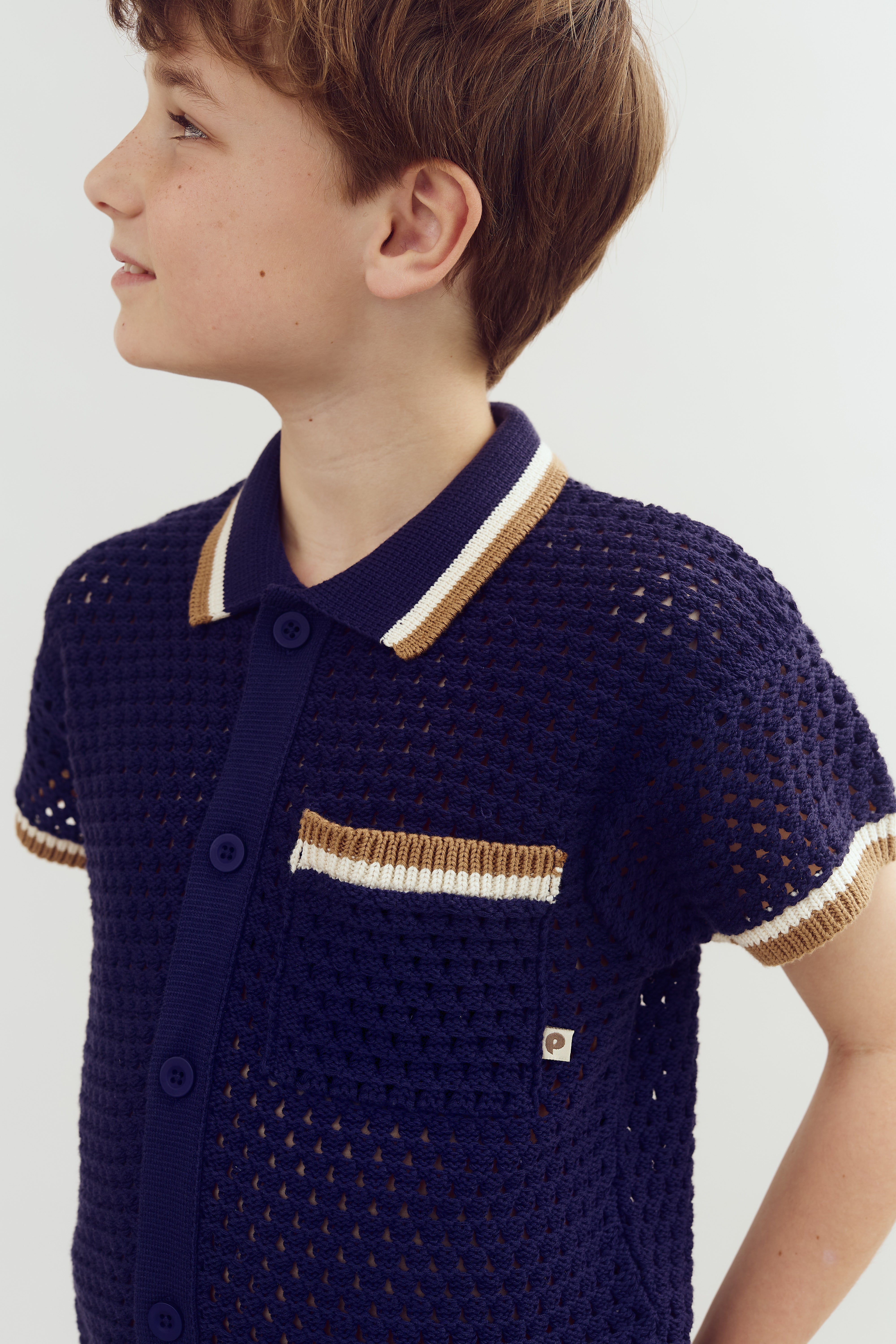 Open-knit Sports Cardigan - Tween - Navy | 100362 Carl