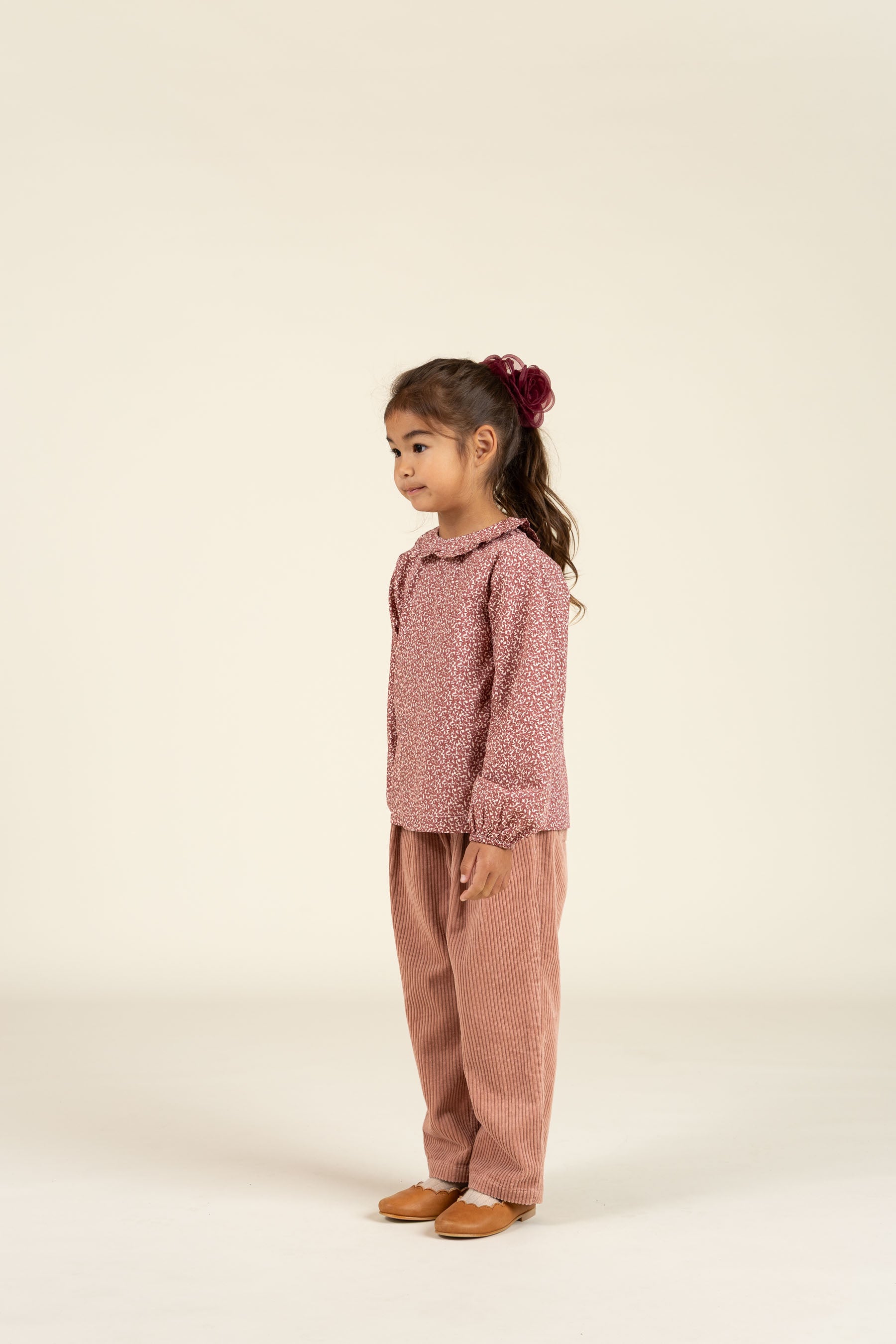 Printed Cotton Poplin Blouse with Collar - Kids - Vintage Red | 100799 Allie