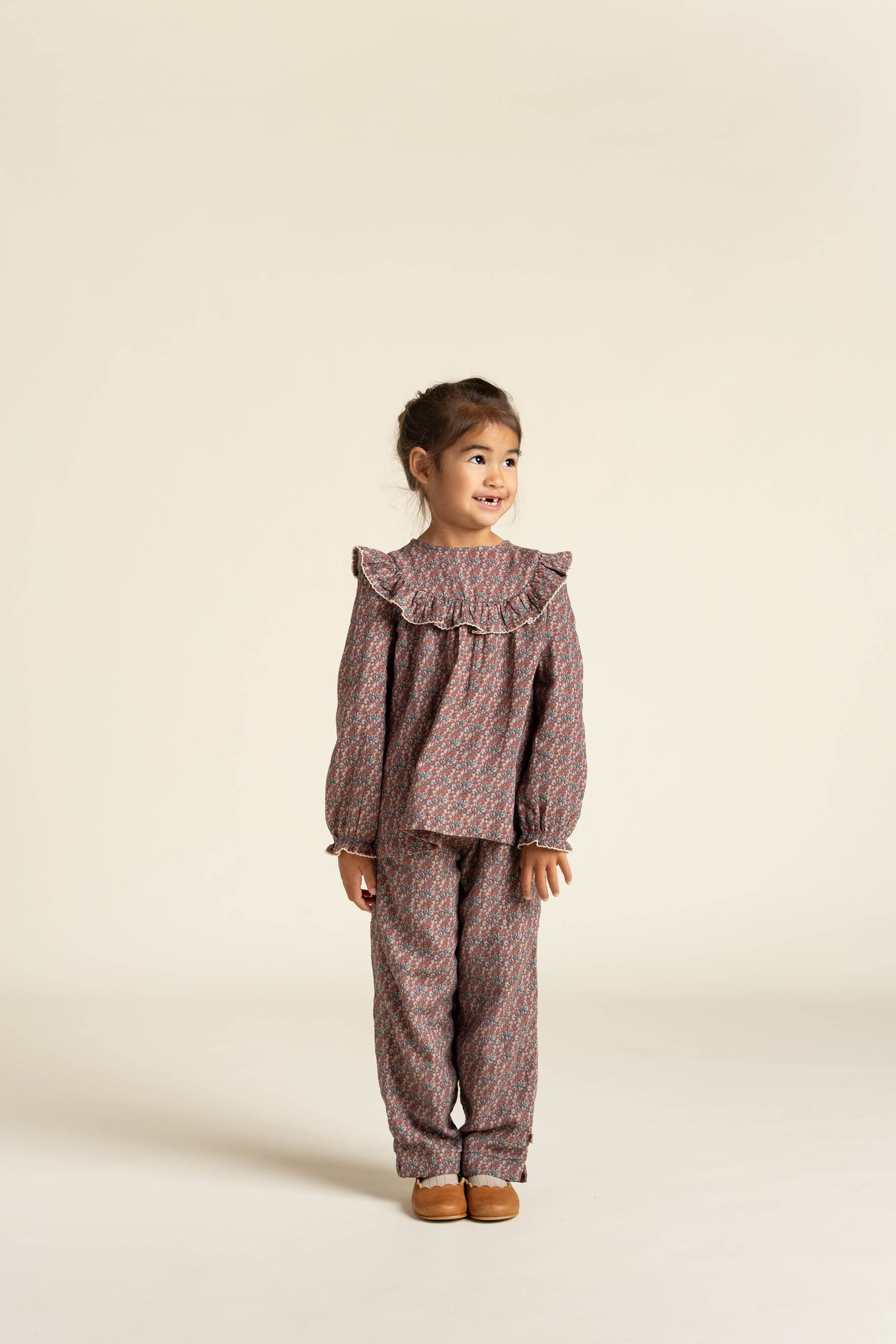 Printed Double Gauze Trousers - Kids - Rose / Green | 100734 Maggie