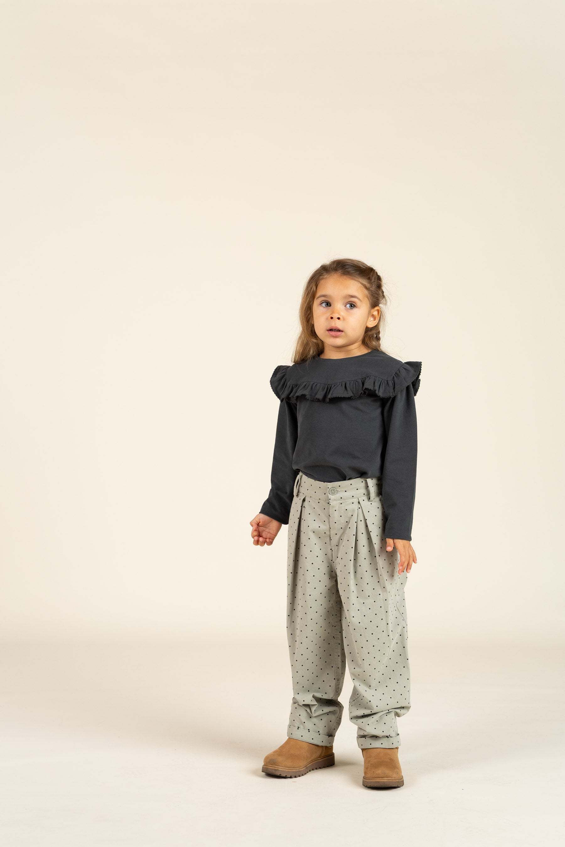 Twill trousers with Dot - Kids - Dusty Green | 100616 Iris