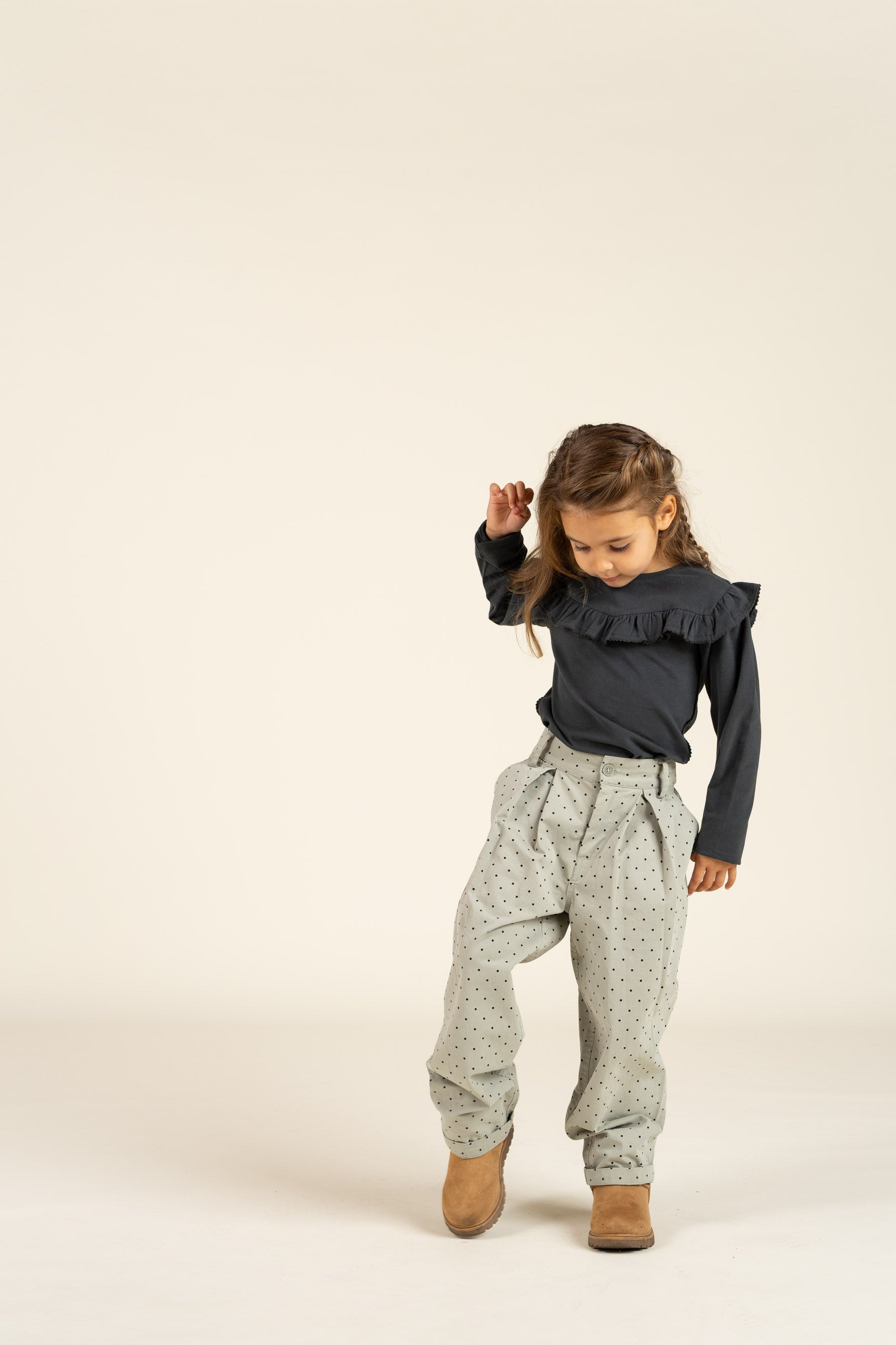Twill trousers with Dot - Kids - Dusty Green | 100616 Iris