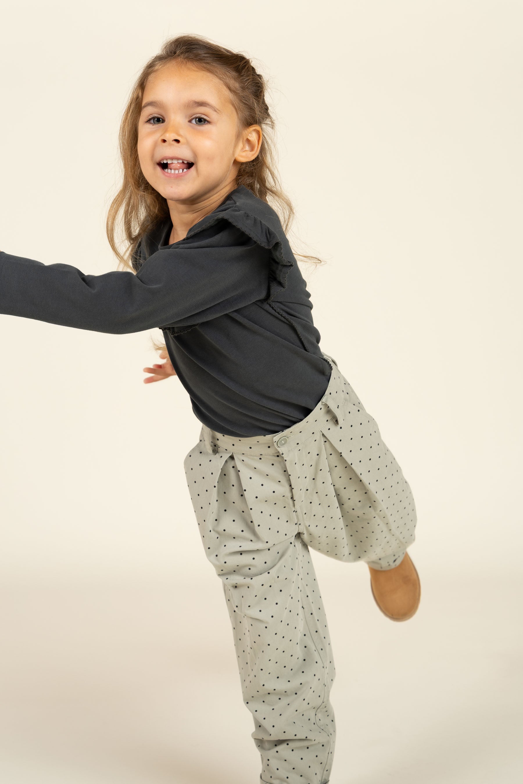 Twill trousers with Dot - Kids - Dusty Green | 100616 Iris
