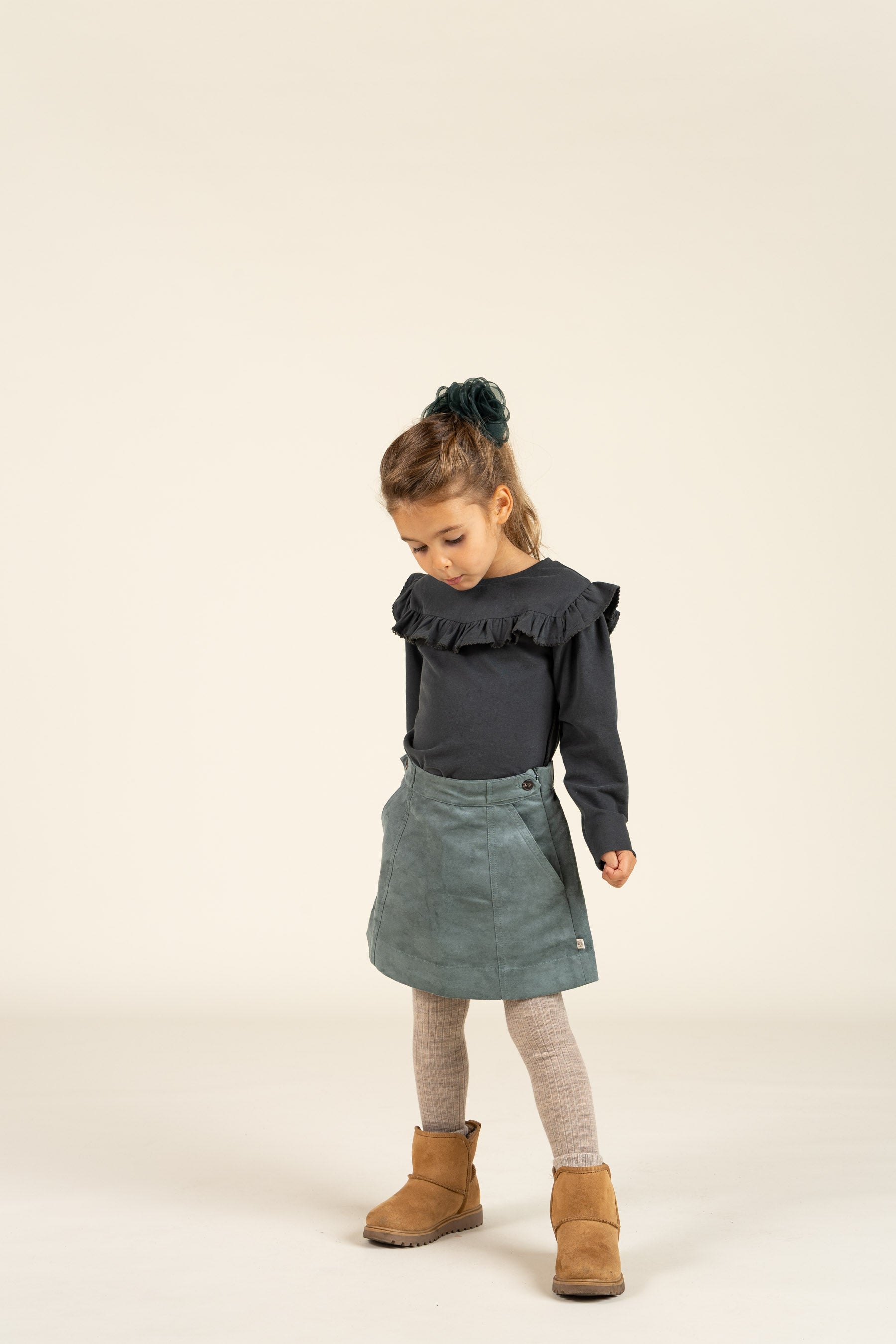 Faux Suede Skirt - Kids - Dusty Dark Green | 100594 Selene