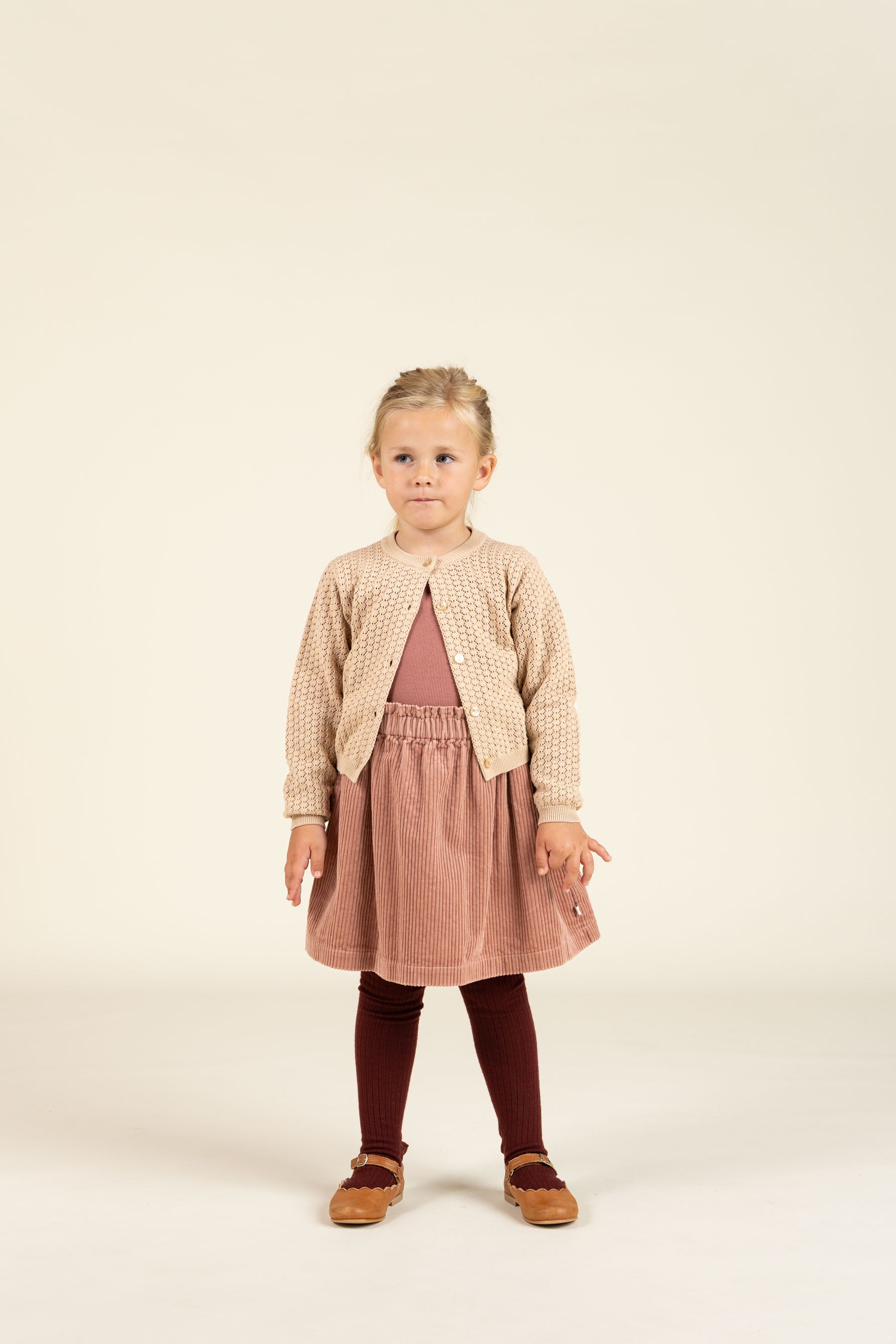 Cotton Pointelle Cardigan - Kids - Caffe Latte | 100683 Esme