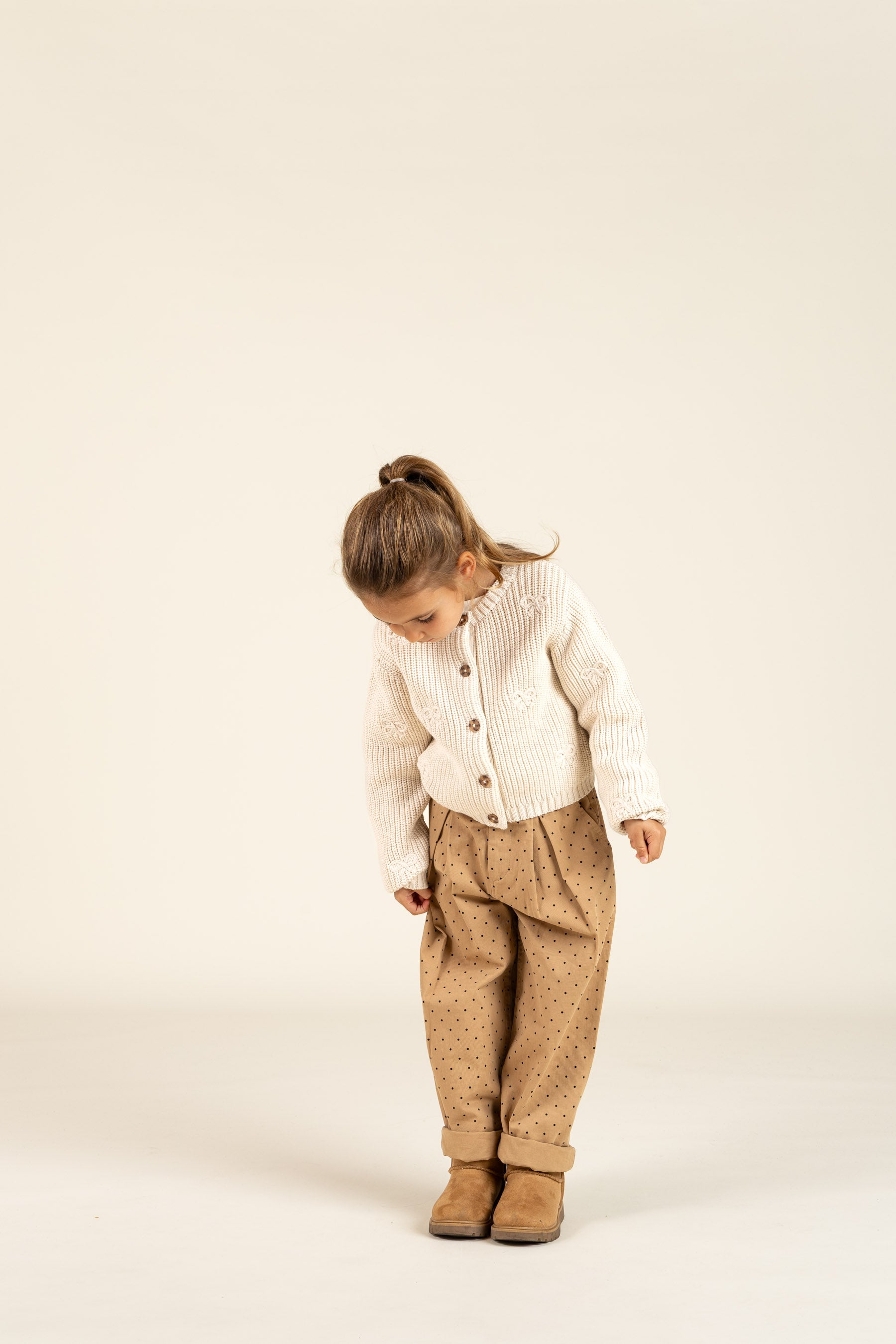 Twill trousers with Dot - Kids - Beige | 100614 Iris