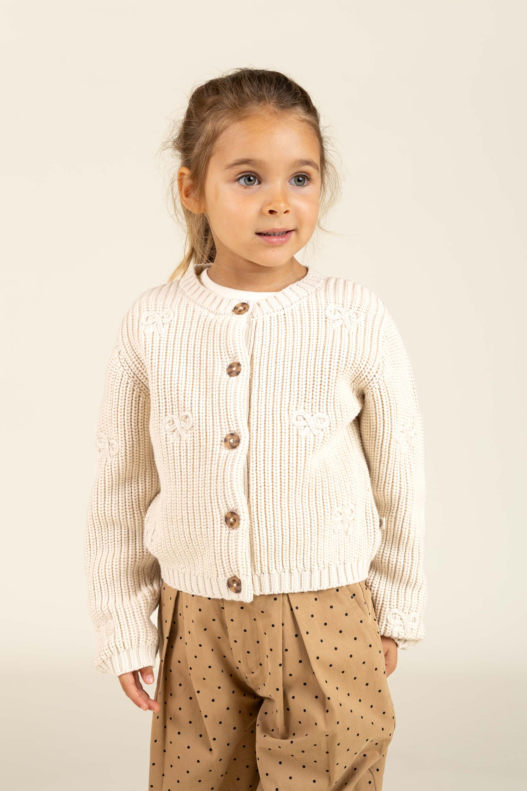 Twill trousers with Dot - Kids - Beige | 100614 Iris