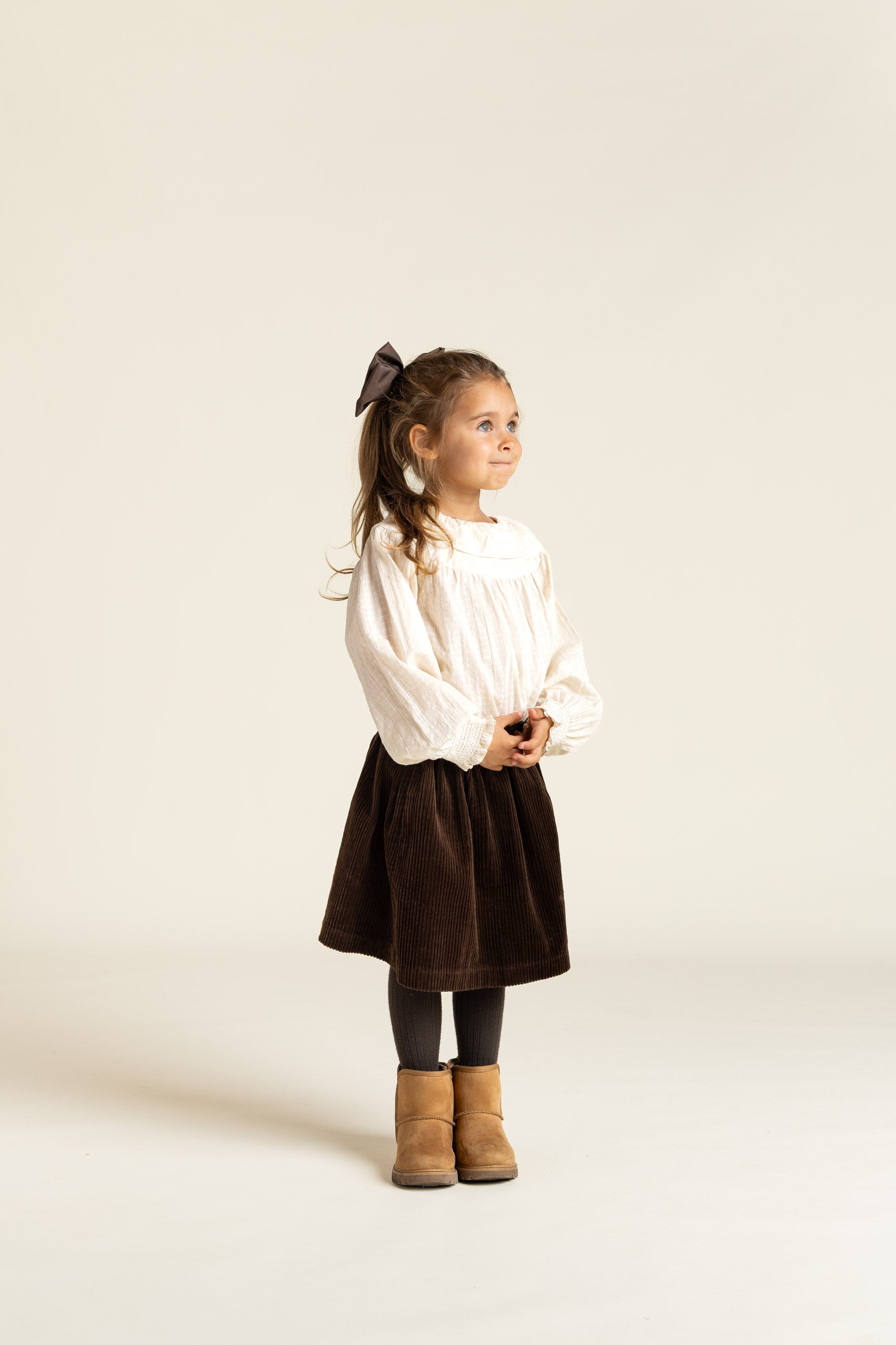 Cotton Blouse with Collar - Kids - Off White | 100883 Claire