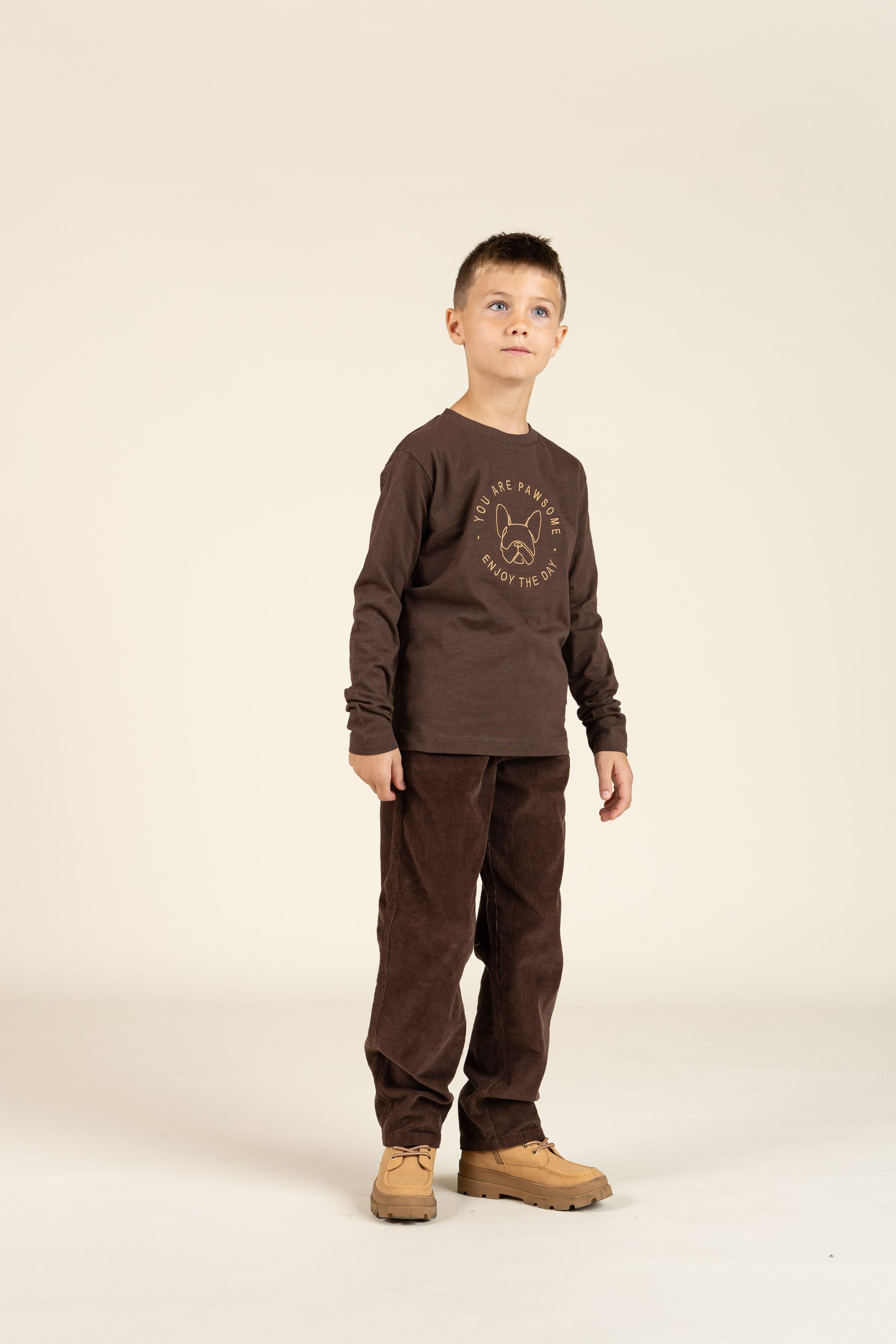 Long Sleeve Slub Jersey T-Shirt - Tween - Chocolate | 100833 Kevin