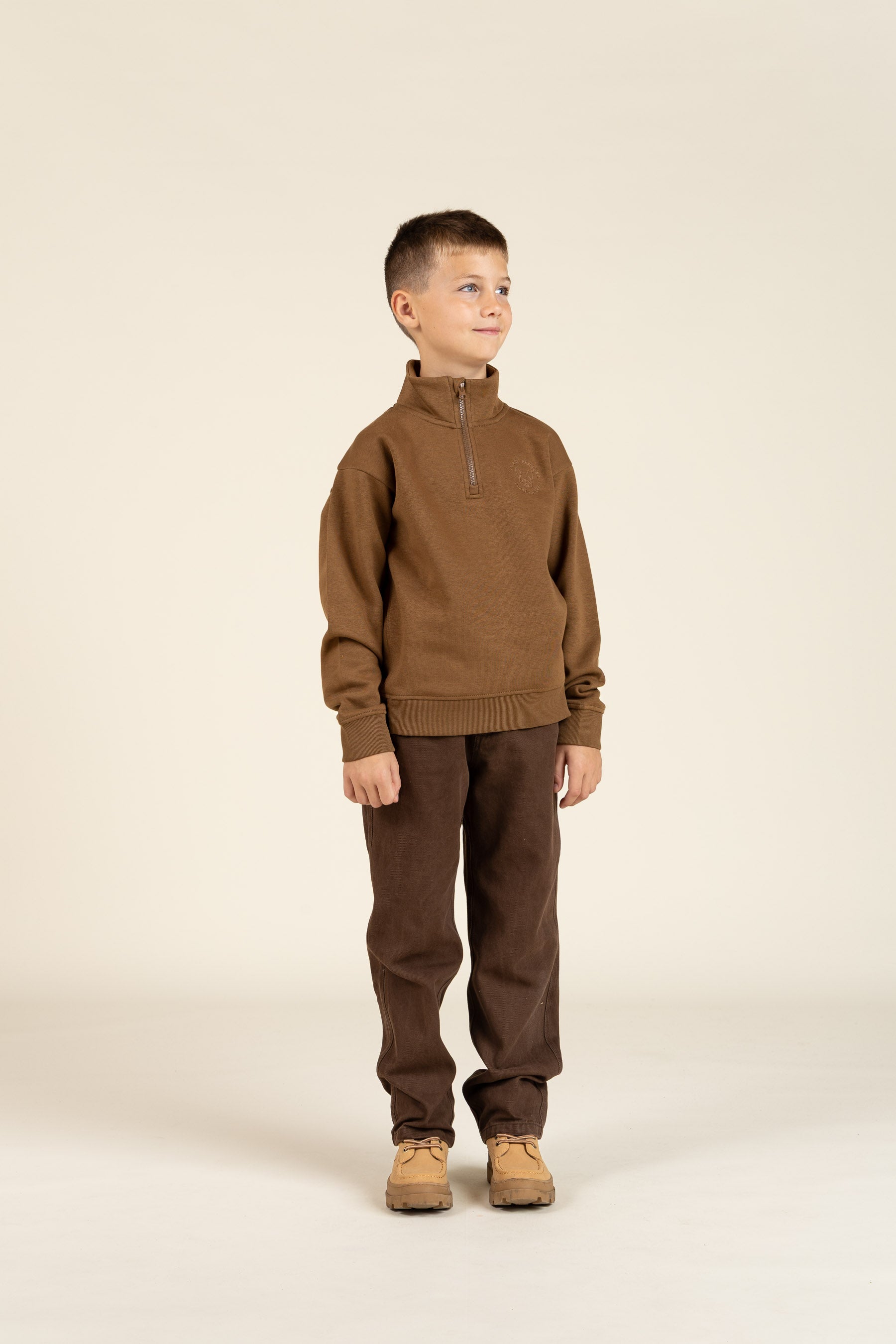 Half Zip Sweatshirt - Tween - Coffee | 100809 Tristan