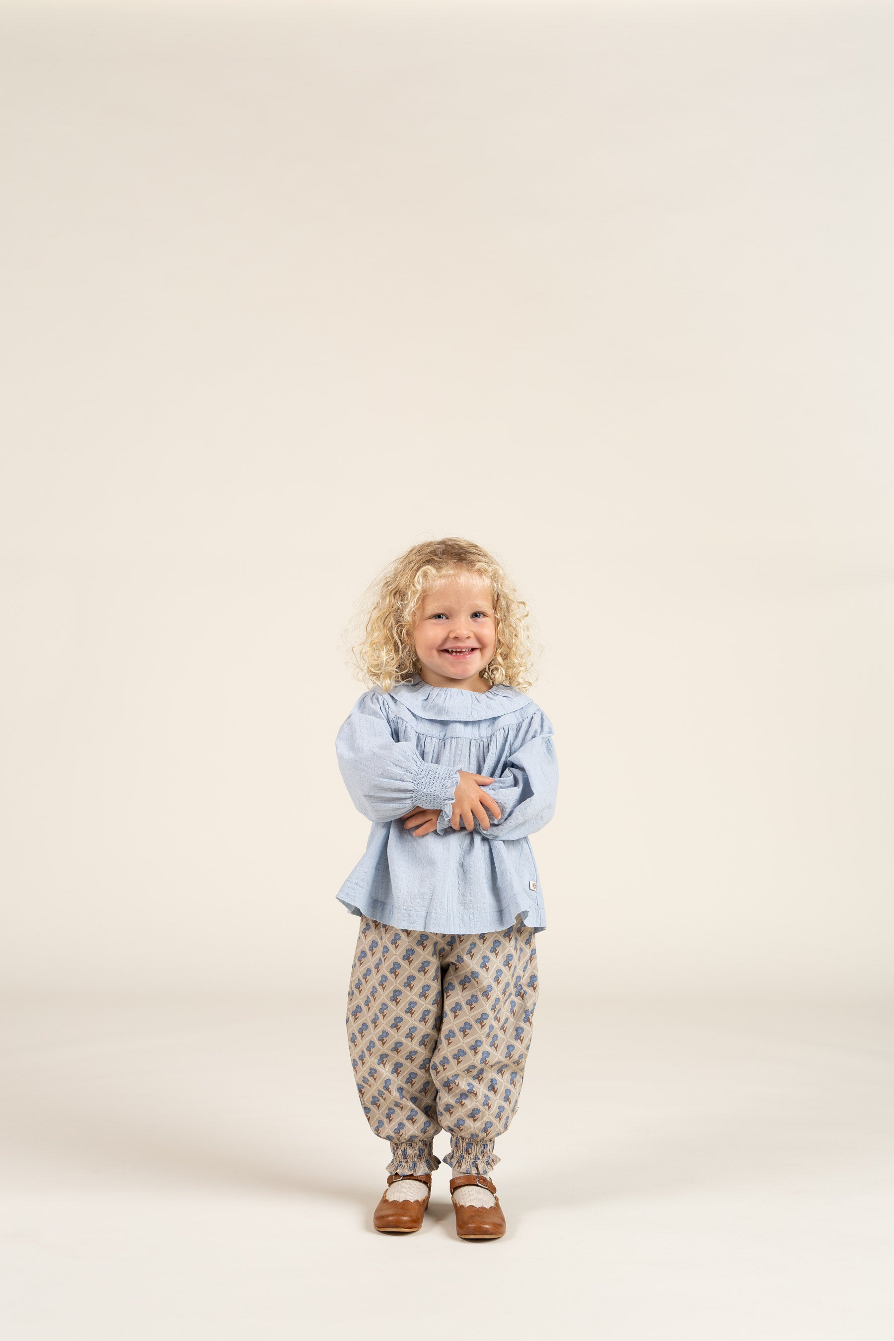 Cotton Blouse with Collar - Kids - Light Blue | 100885 Claire
