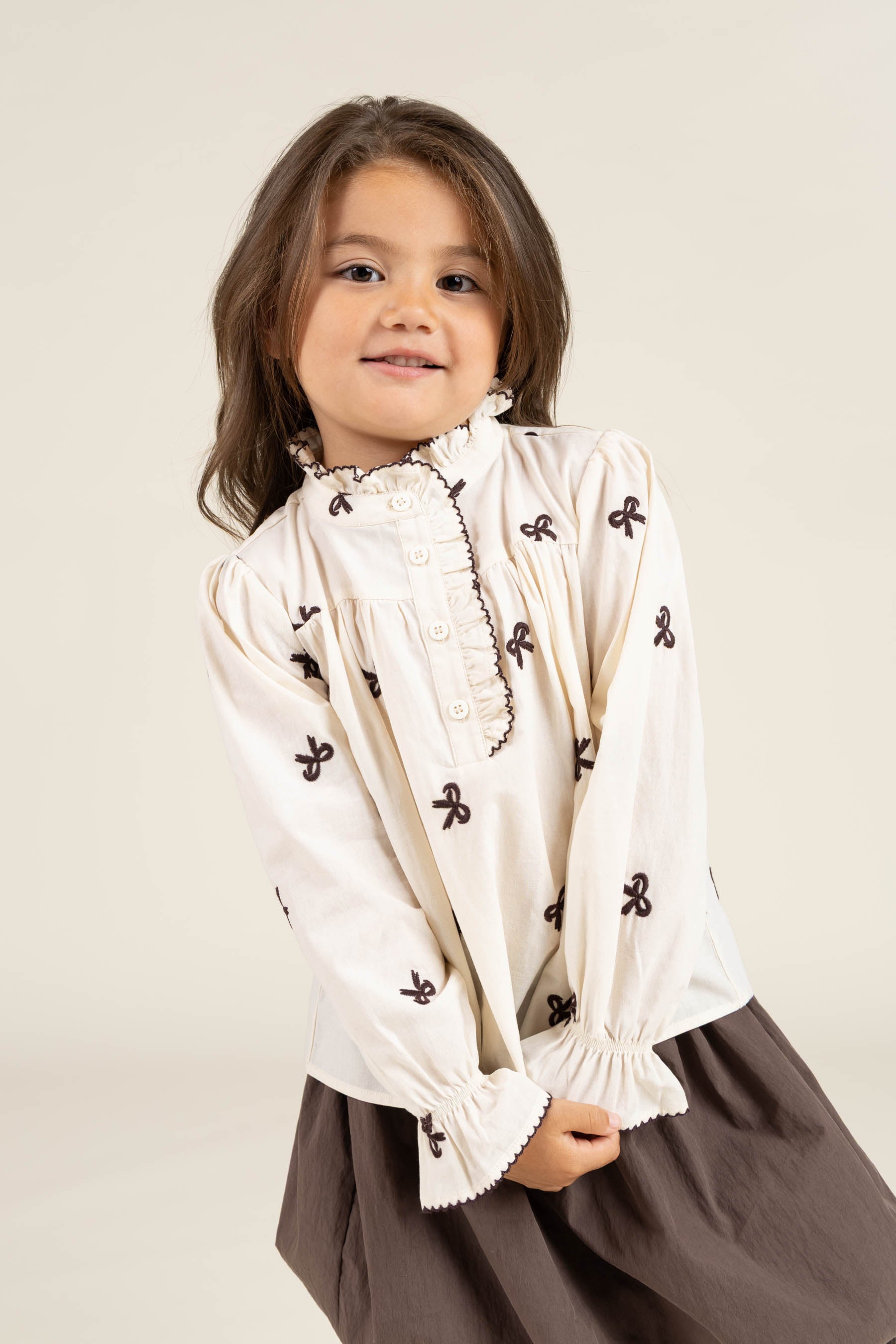 Poplin Blouse with Embroidery - Kids - Off White | 100673 Adison