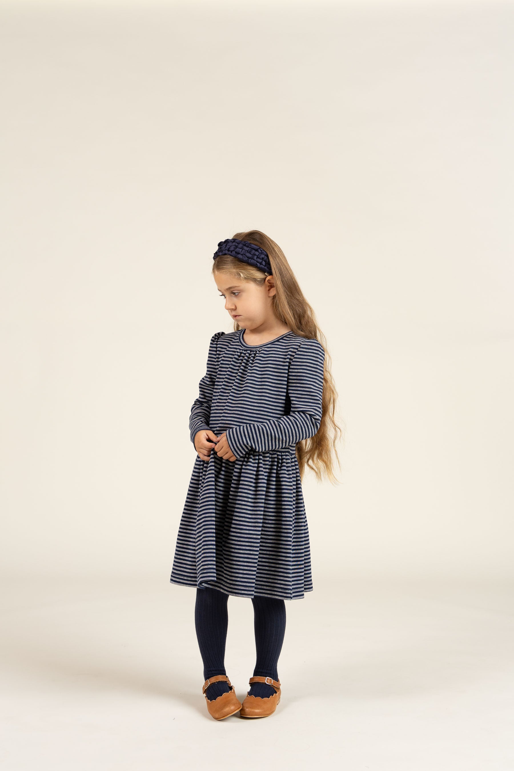Striped Jersey Dress - Kids - Navy Stripe | 100652 Elise
