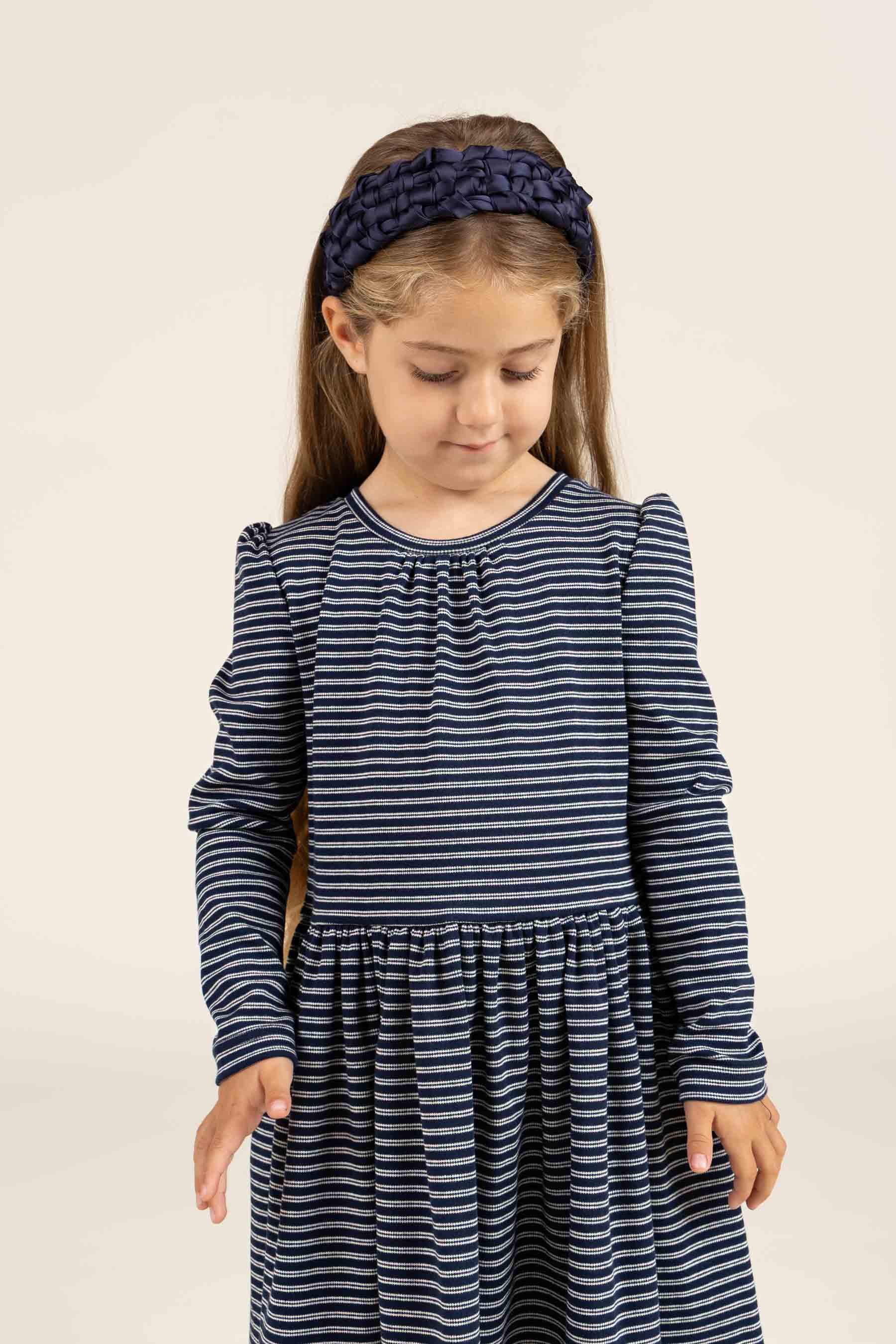 Striped Jersey Dress - Kids - Navy Stripe | 100652 Elise