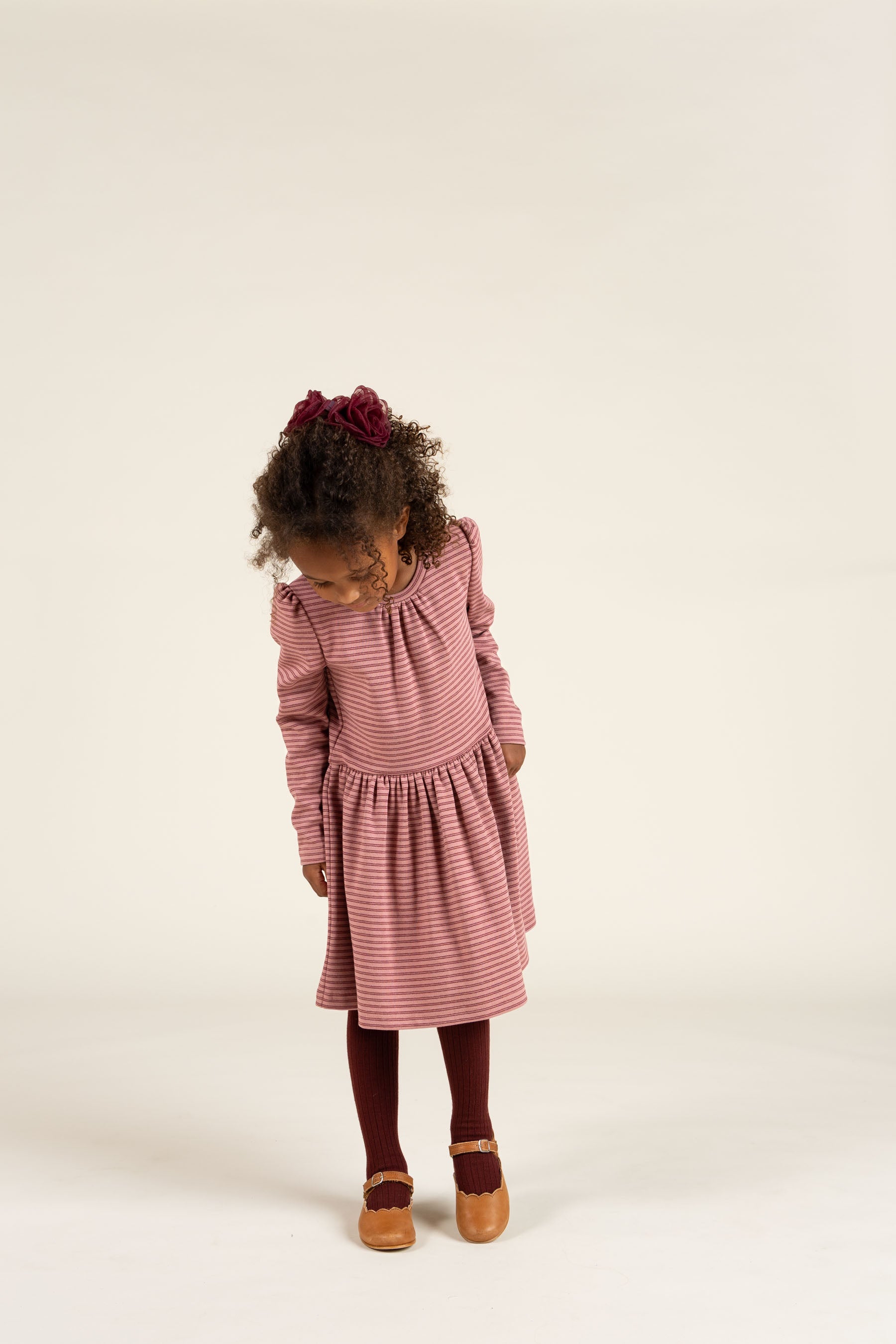 Striped Jersey Dress - Kids - Rose Stripe | 100650 Elise