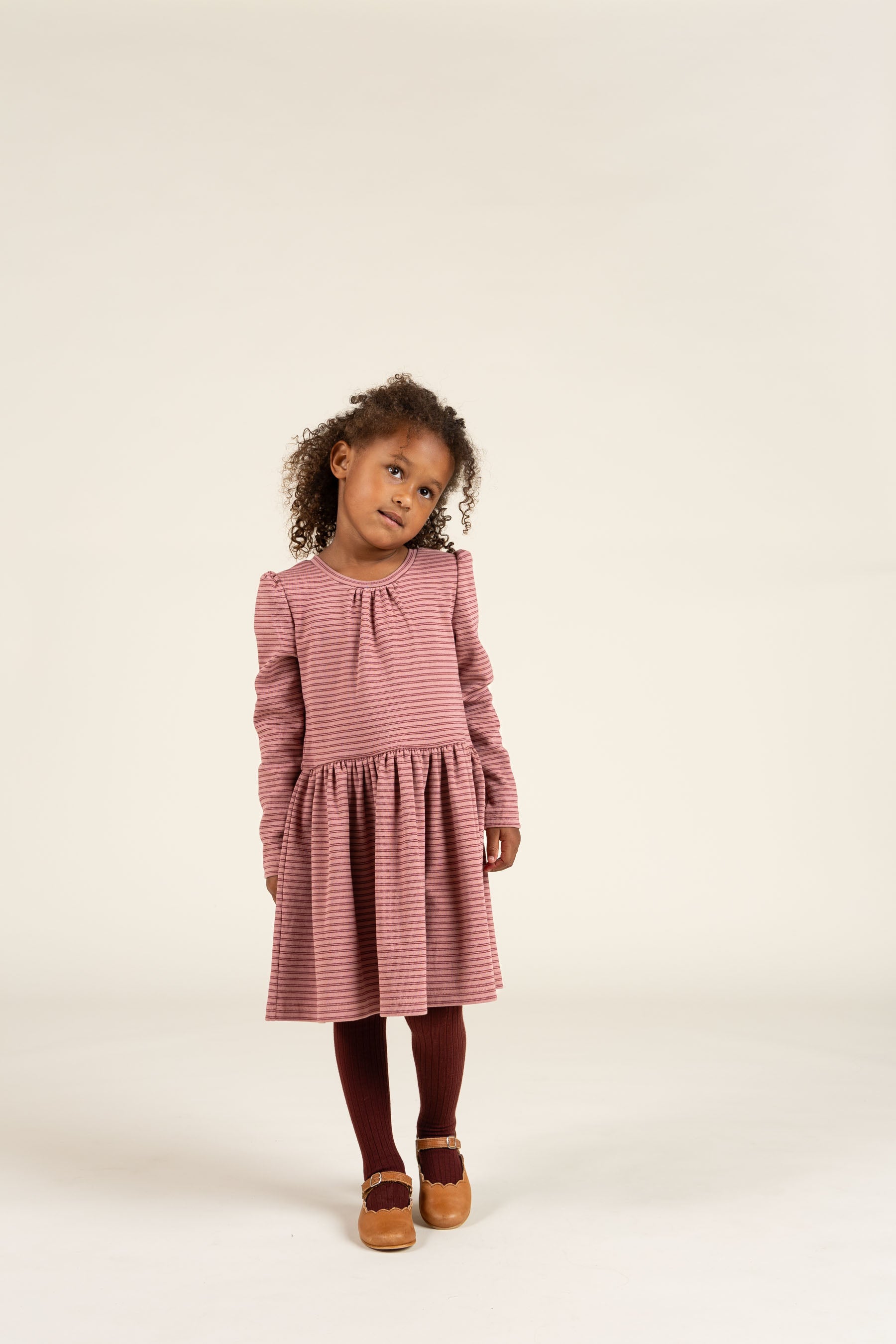 Striped Jersey Dress - Kids - Rose Stripe | 100650 Elise