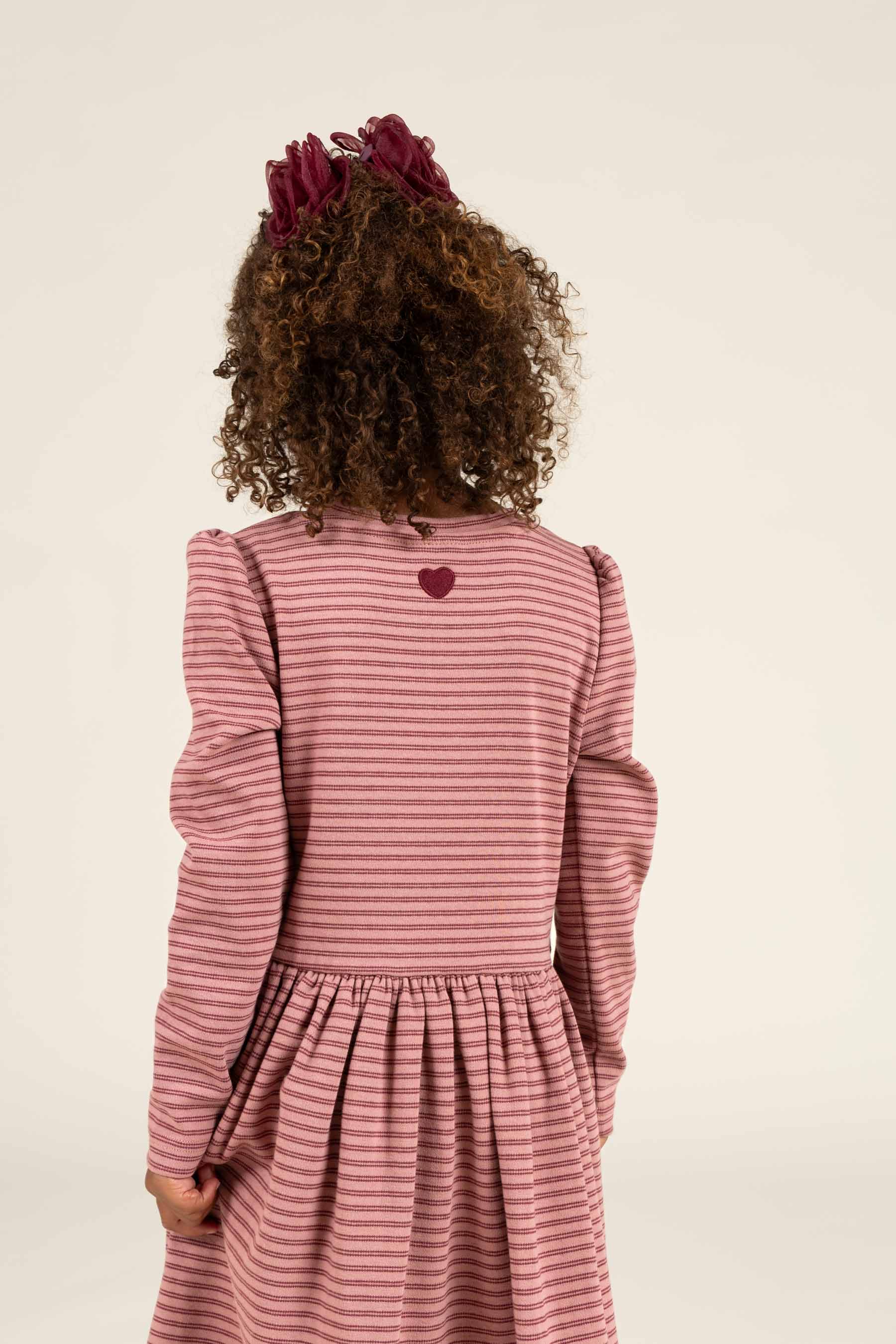 Striped Jersey Dress - Kids - Rose Stripe | 100650 Elise