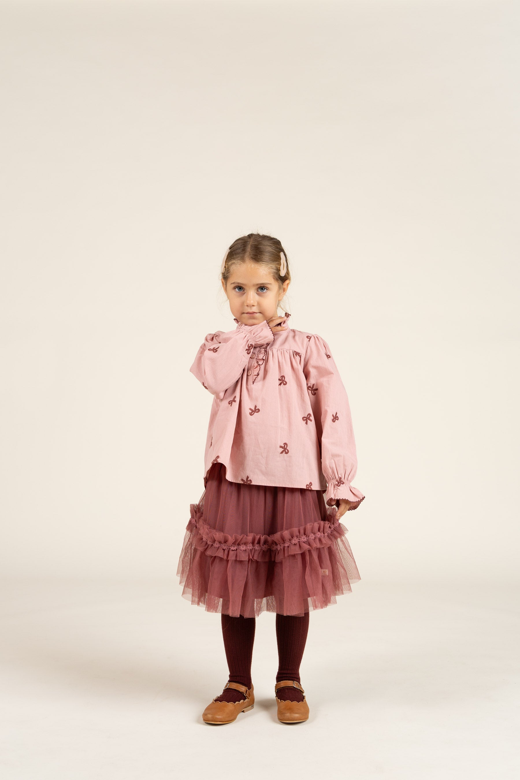 Poplin Blouse with Embroidery - Kids - Rose | 100677 Adison