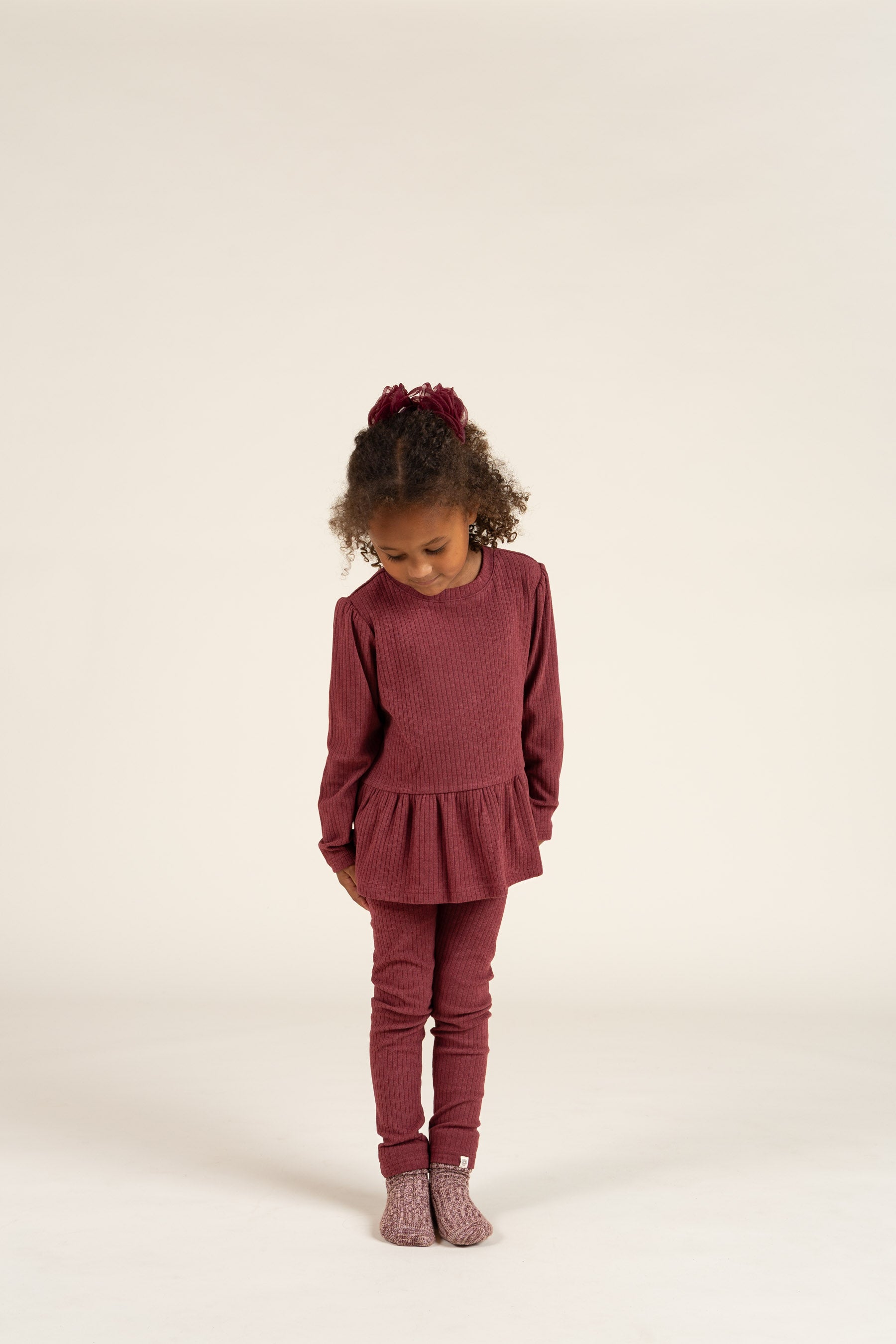 Soft Rib Leggings - Kids - Burgundy Melange | 100698 Alana
