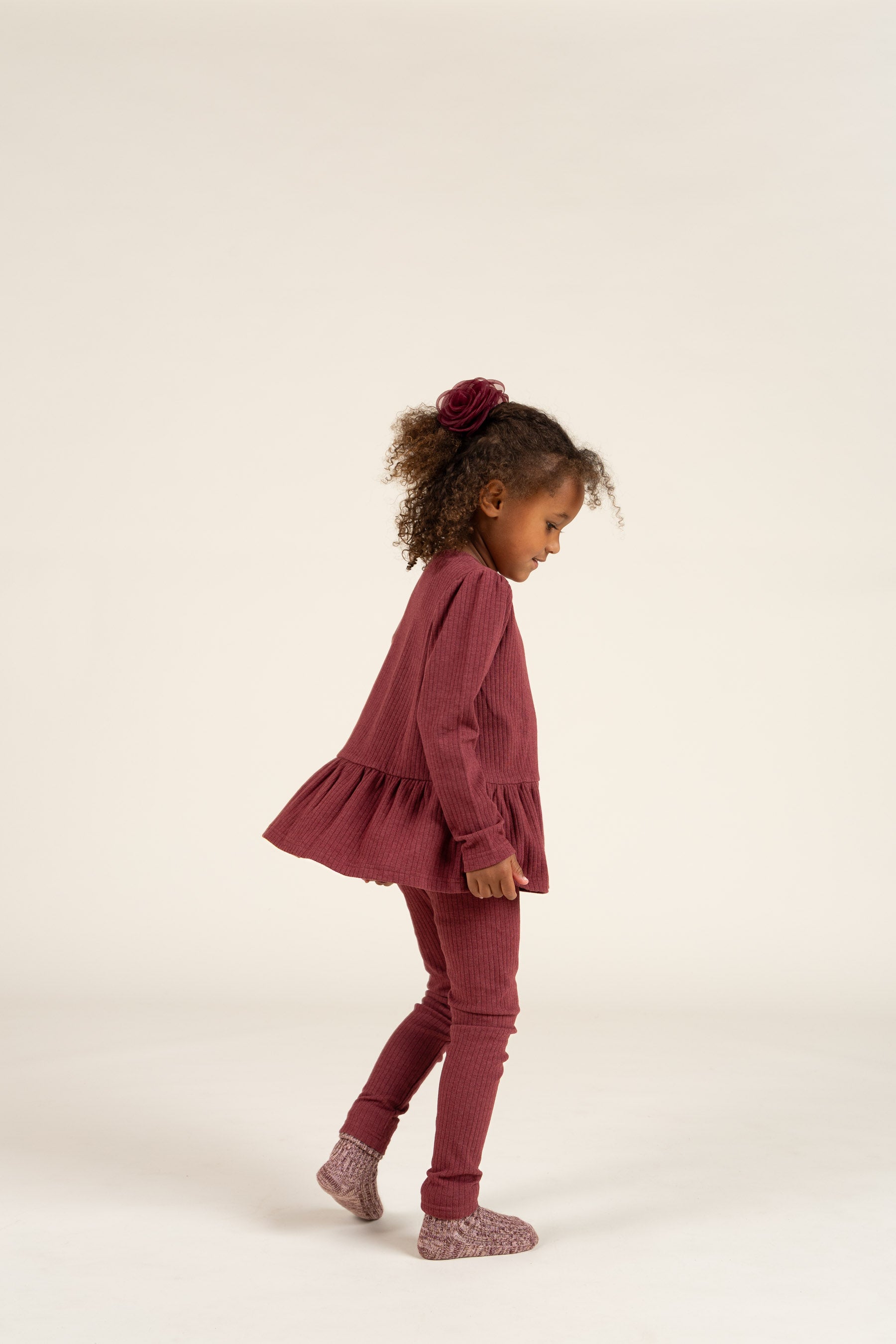 Soft Rib Leggings - Kids - Burgundy Melange | 100698 Alana