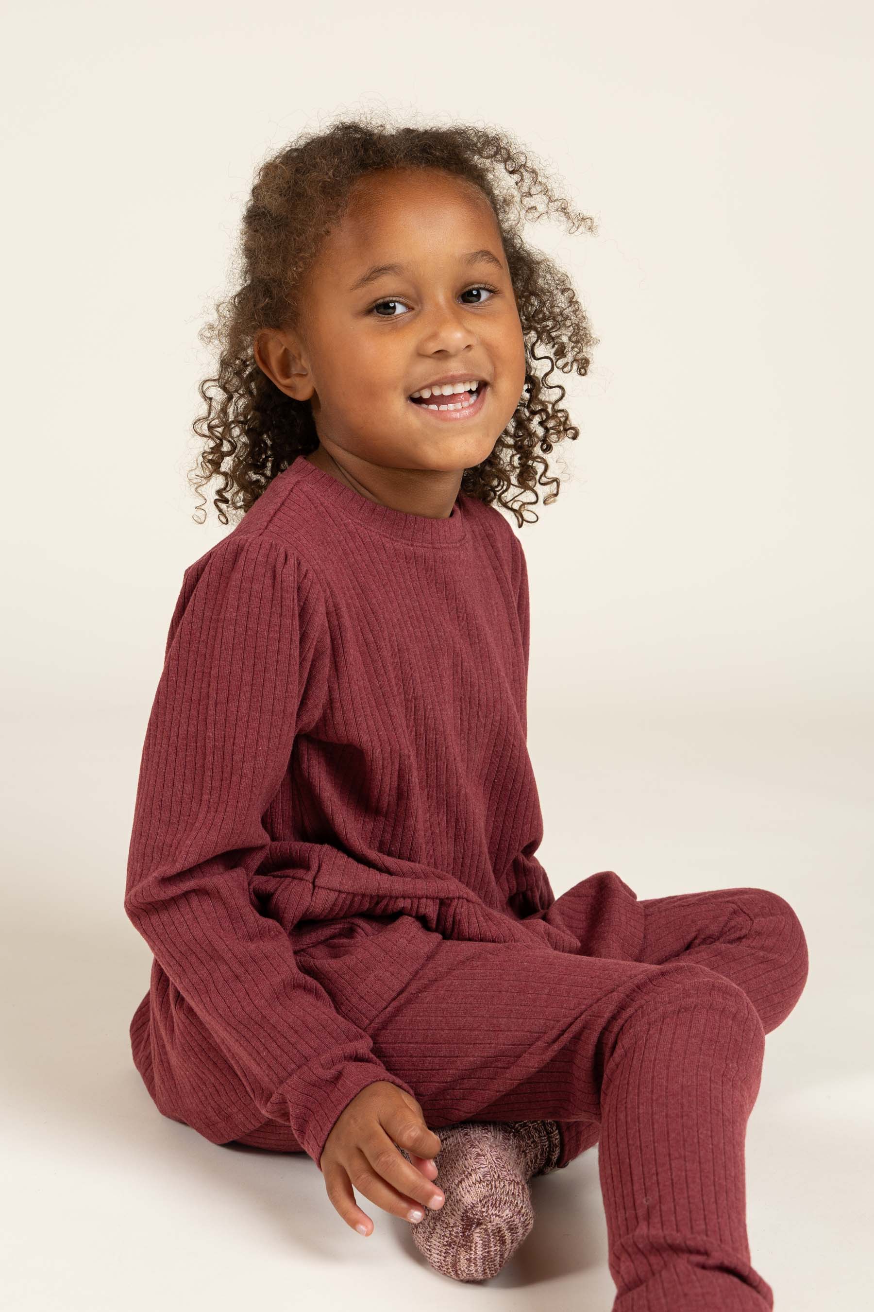 Soft Rib Leggings - Kids - Burgundy Melange | 100698 Alana