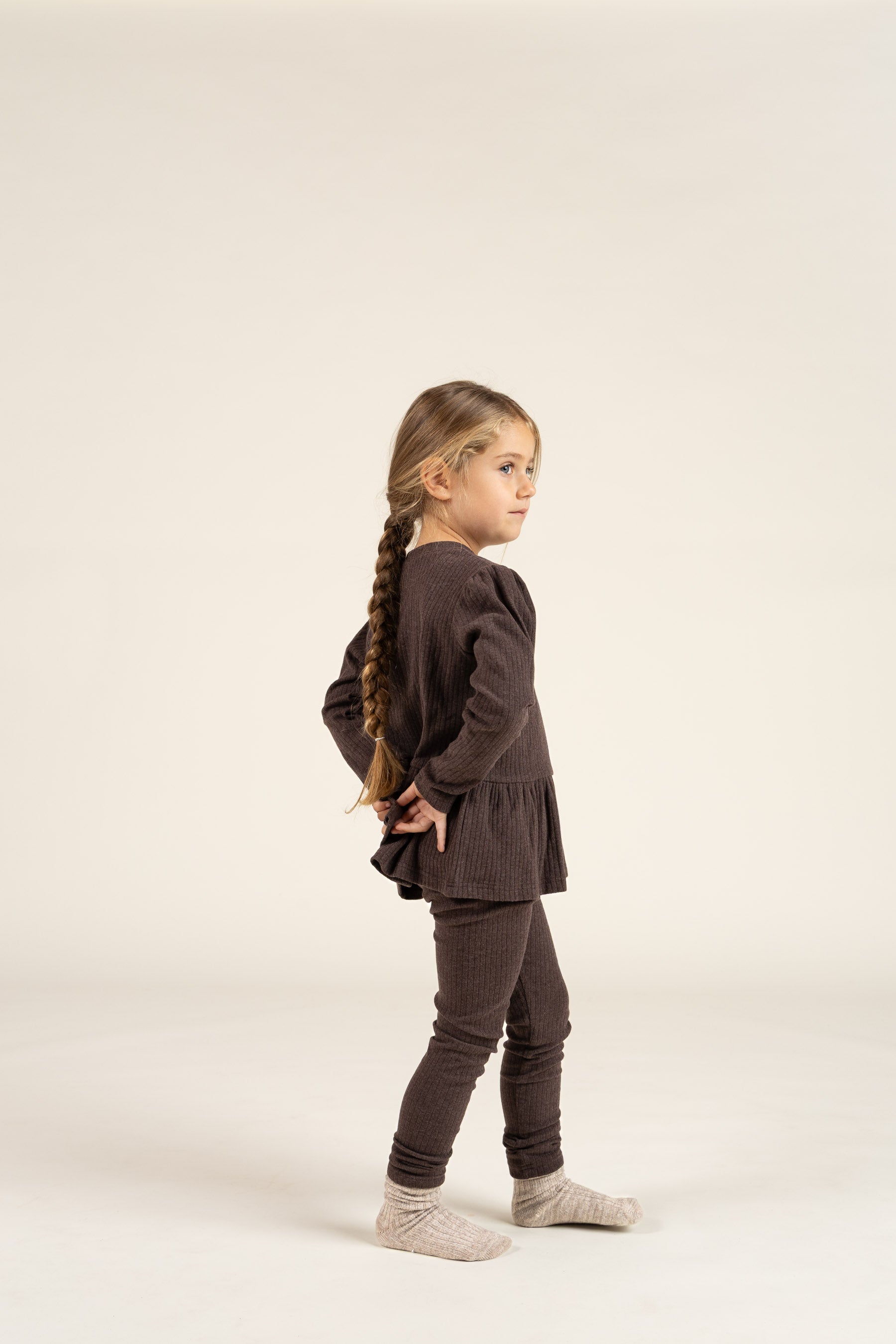 Soft Rib Leggings - Kids - Chocolate Melange | 100697 Alana