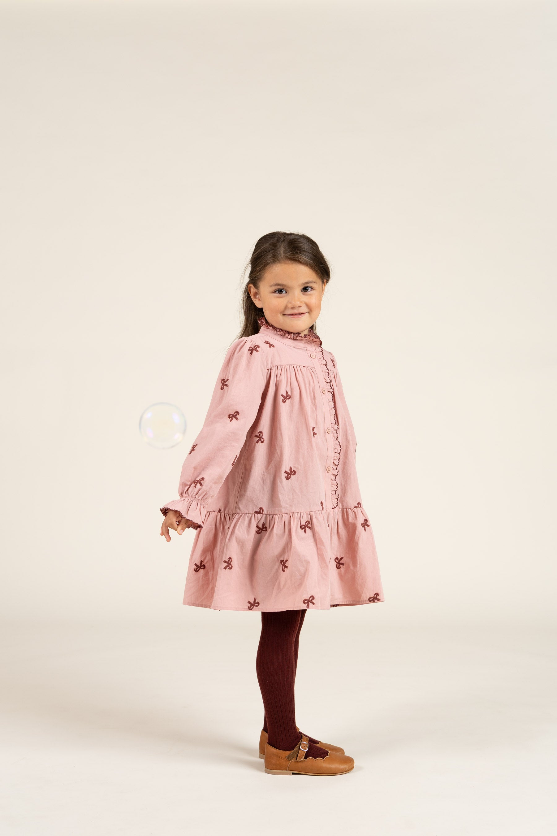 Poplin Dress with Embroidery - Kids - Rose | 100681 Adison