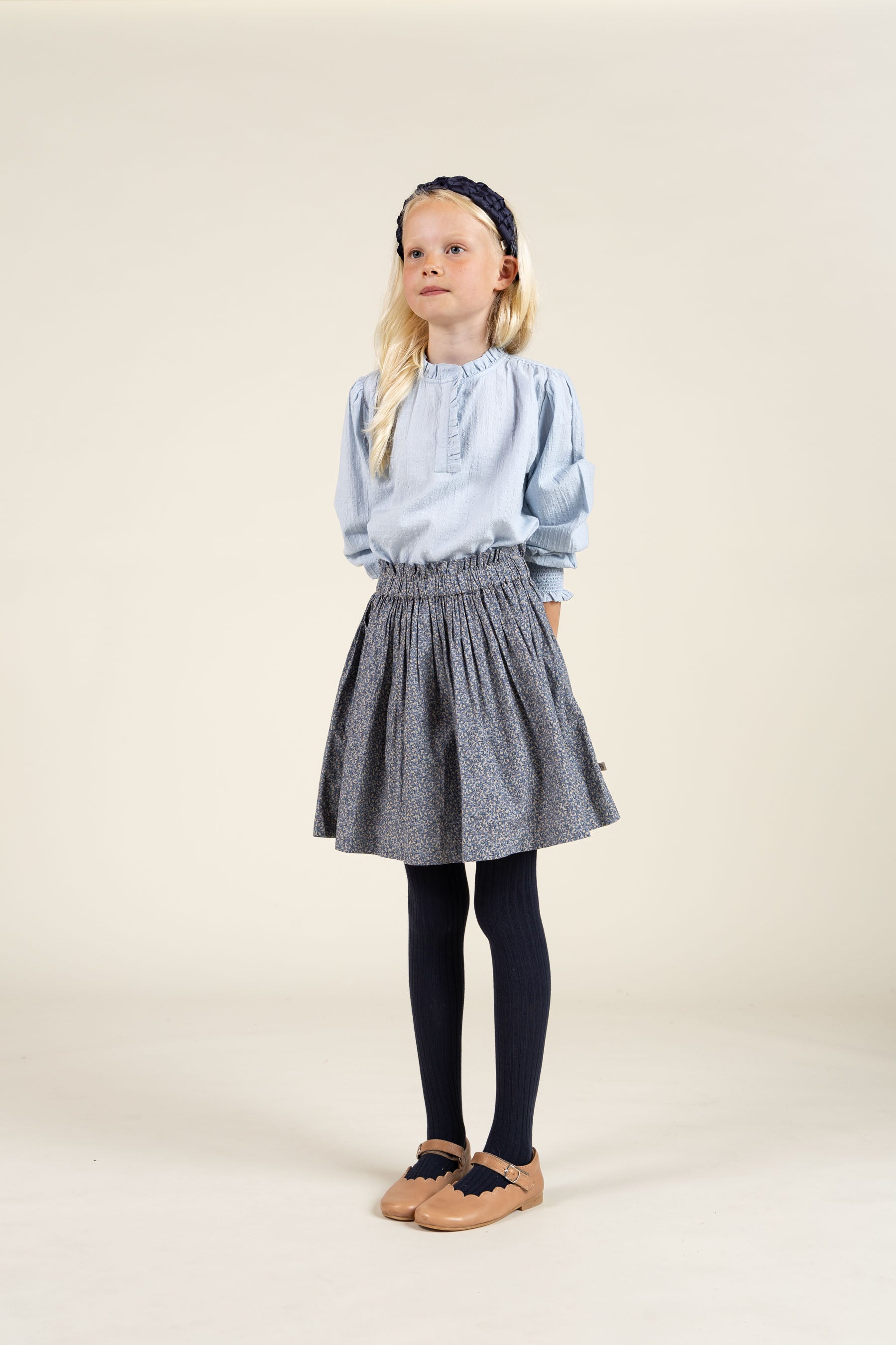 Cotton Blouse with Placket - Tween - Light Blue | 100882 Claire