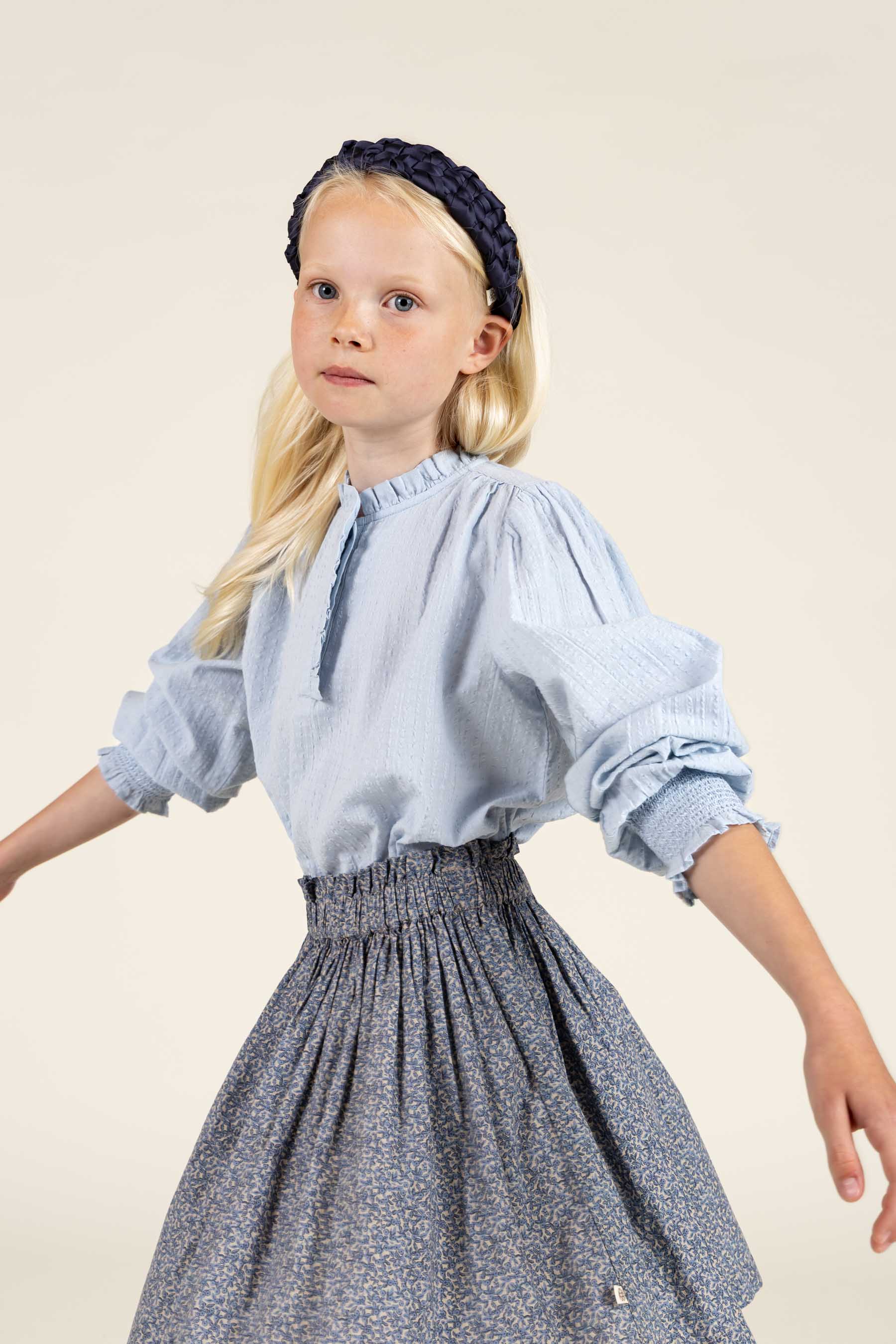 Cotton Blouse with Placket - Tween - Light Blue | 100882 Claire