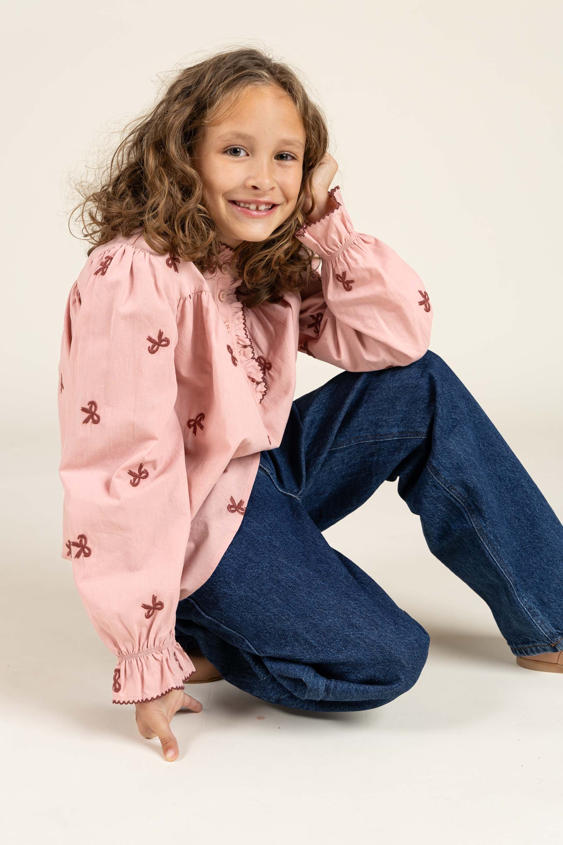 Poplin Blouse with Embroidery - Tween - Rose | 100678 Adison