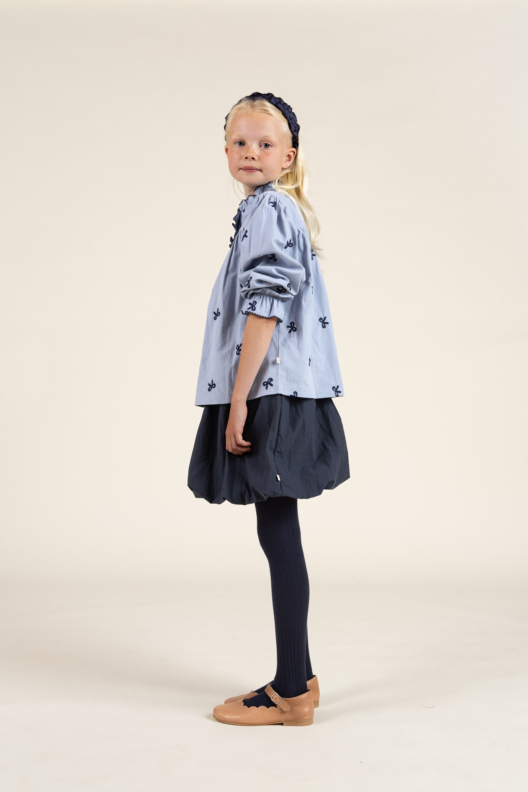 Poplin Blouse with Embroidery - Tween - Blue | 100676 Adison