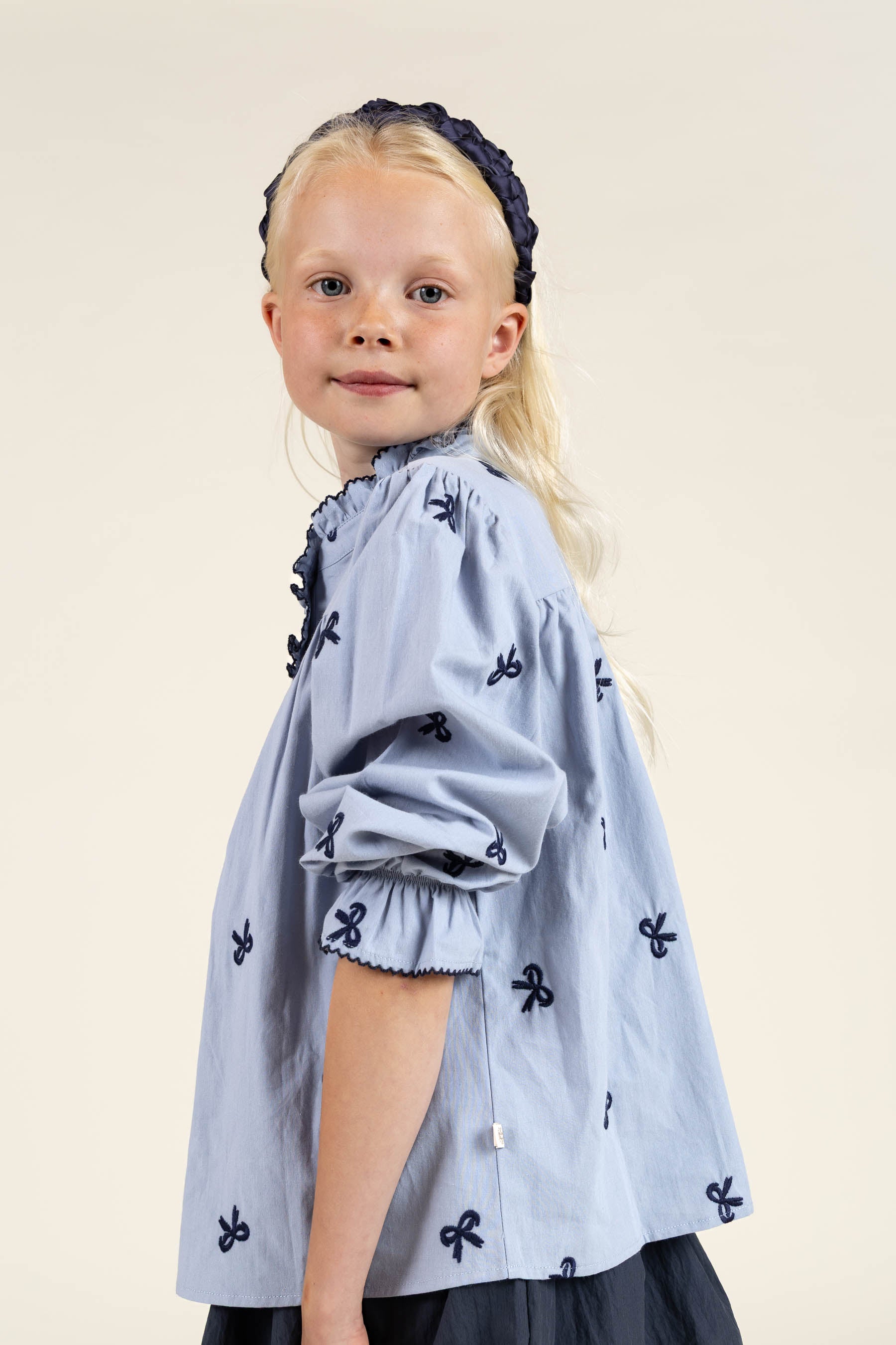 Poplin Blouse with Embroidery - Tween - Blue | 100676 Adison